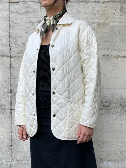 Husky trapuntato bianco con colletto in velluto - M