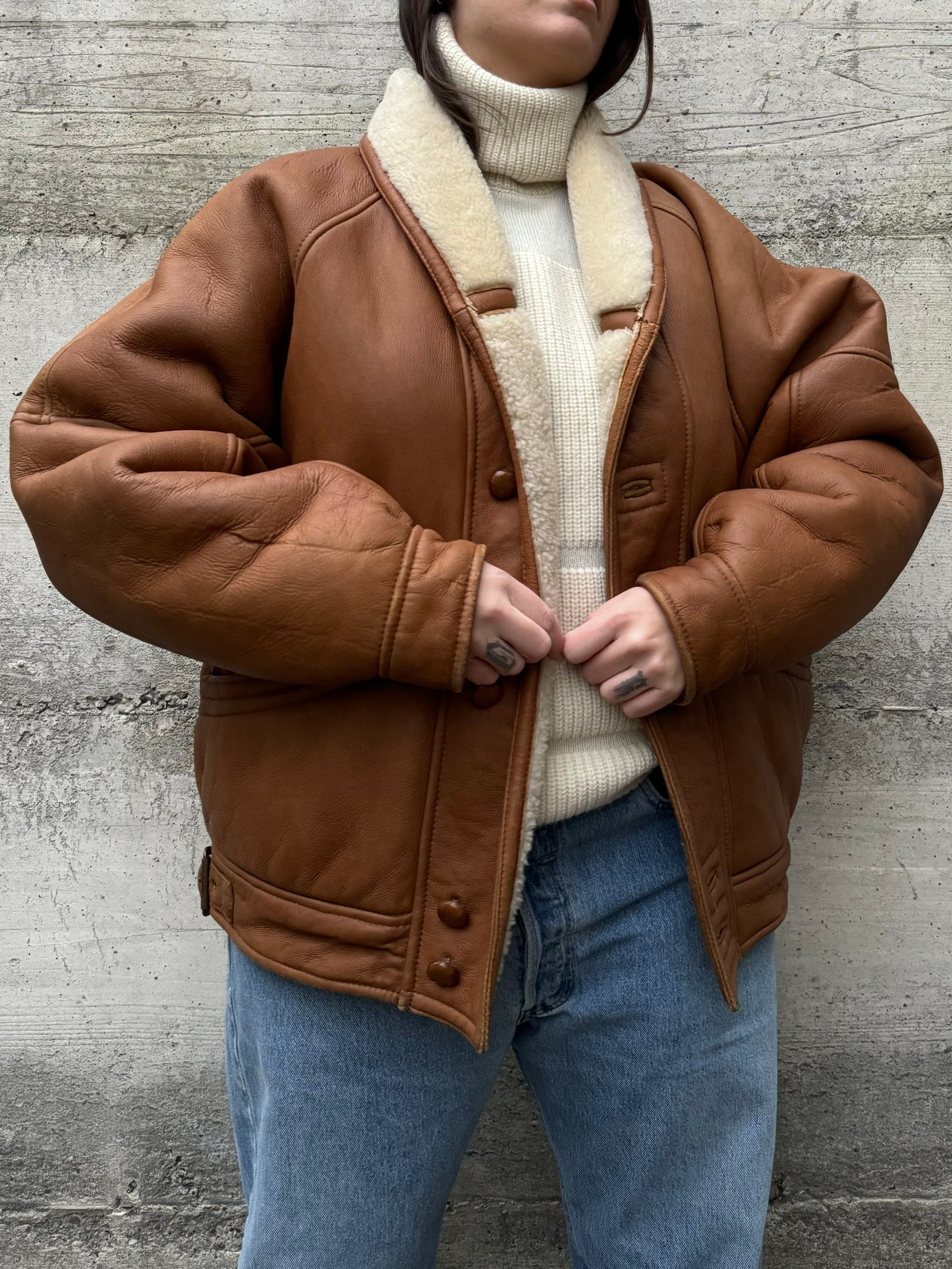 Bomber aviator Shearling caramello, taglia 52it uomo (L)