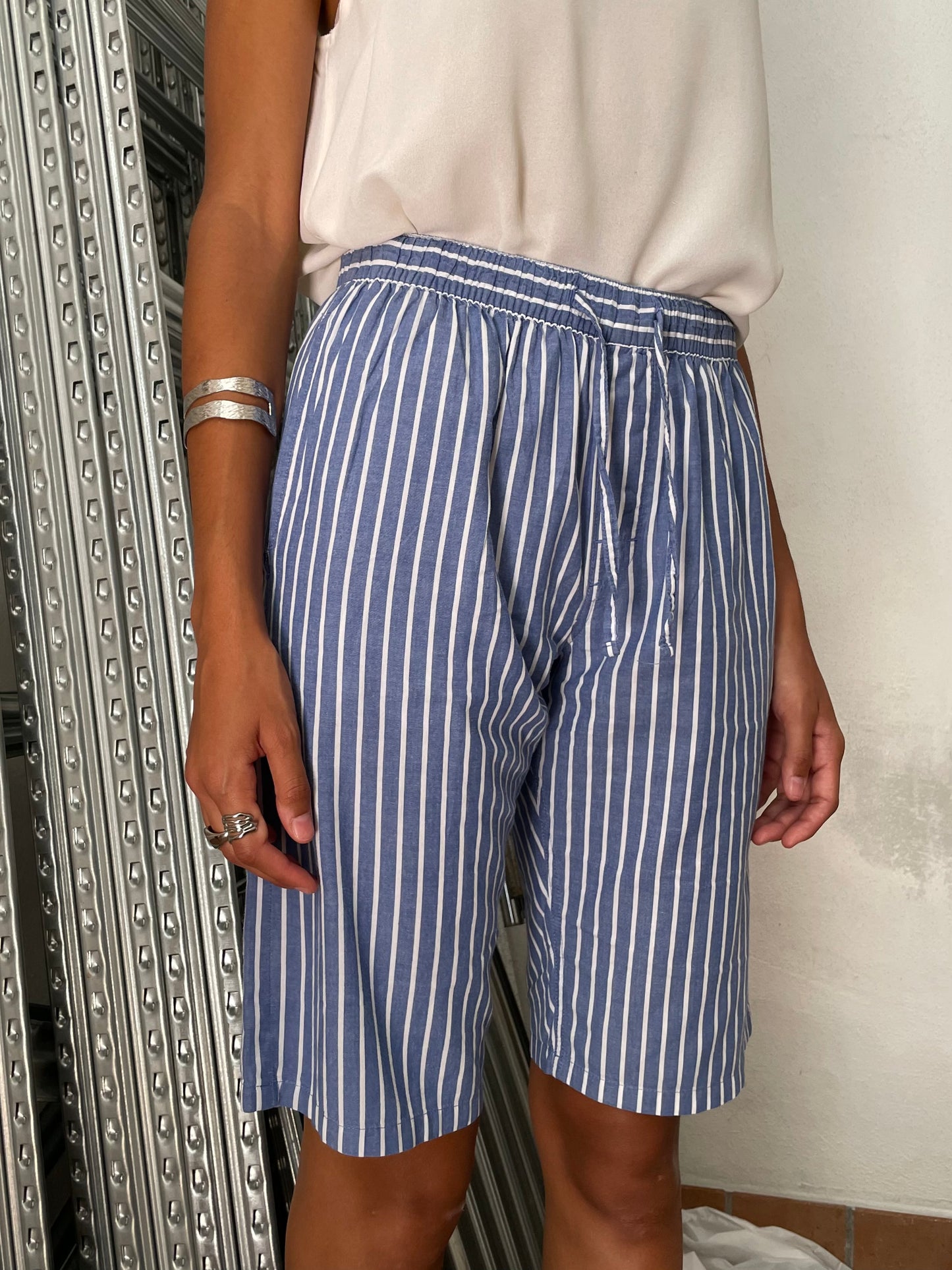 Bermuda boxer vichy azzurro e bianco 100% cotone - taglia S