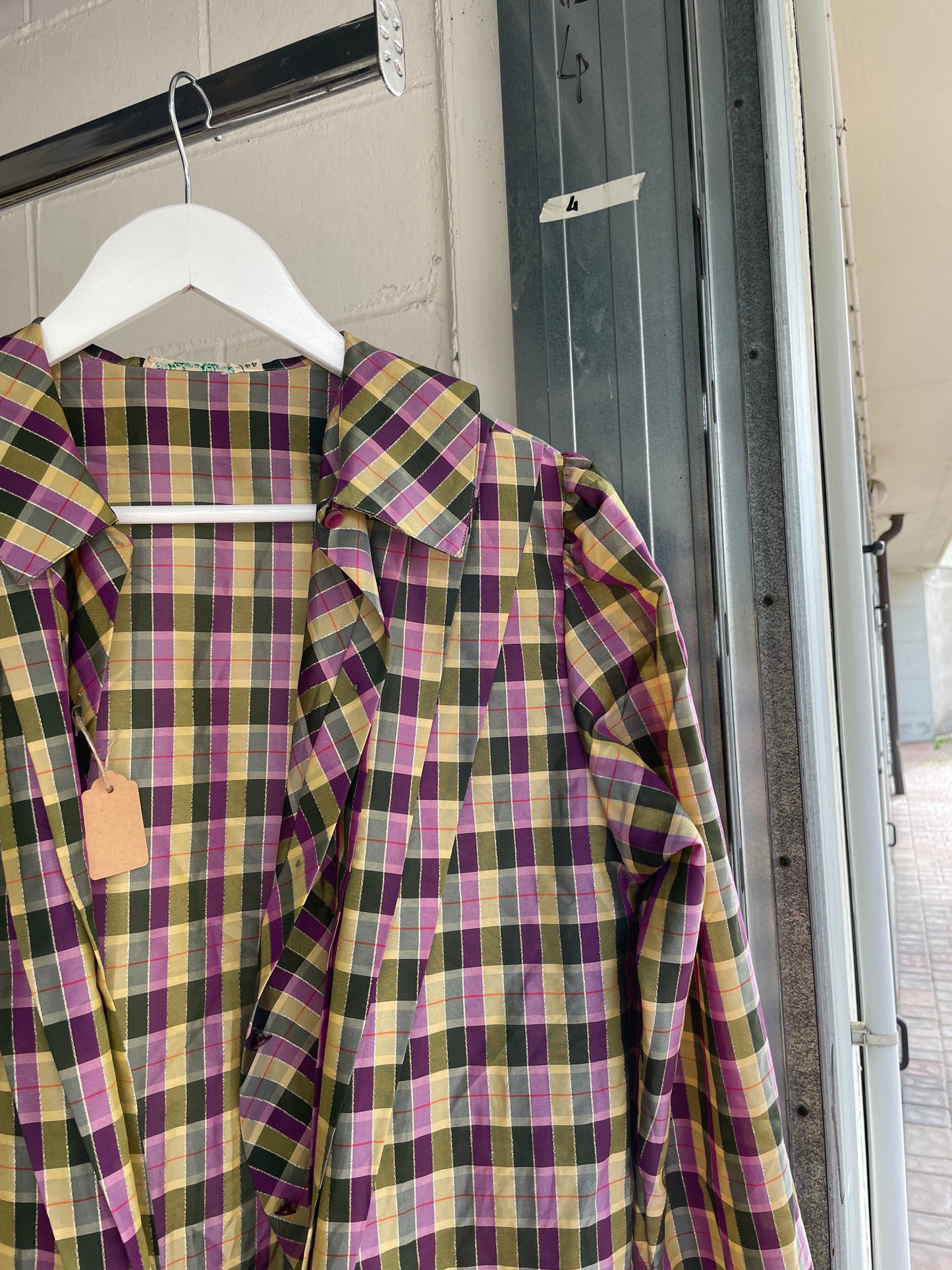 Blusa tartan con balze e filo di lurex - taglia 44