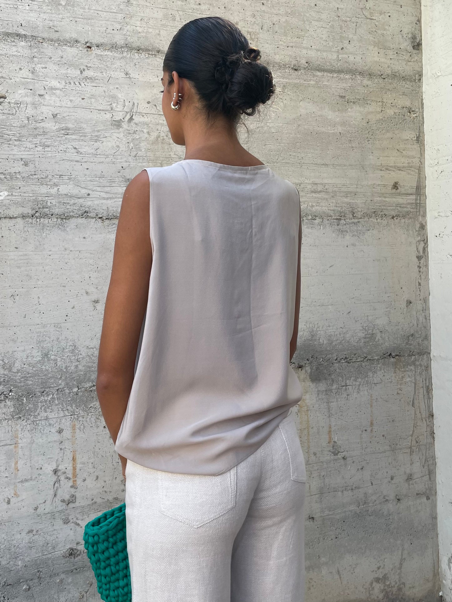 Top 100% seta beige - taglia M