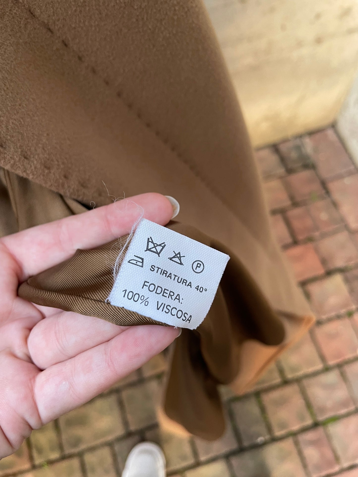 Cappotto lungo monopetto cammello, Del Mare 1911, 50% cashmere 50% lana - taglia L uomo