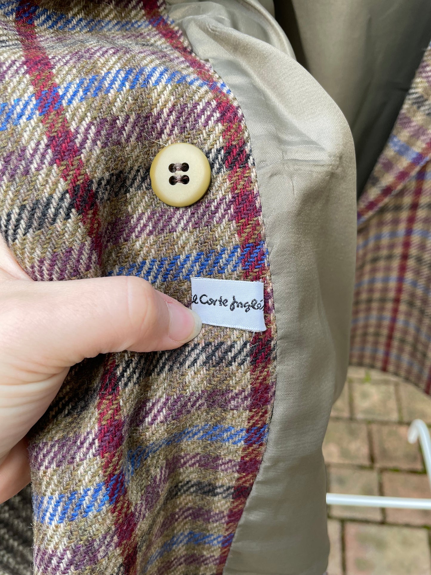 Blazer sartoriale doppiopetto tartan in misto lana