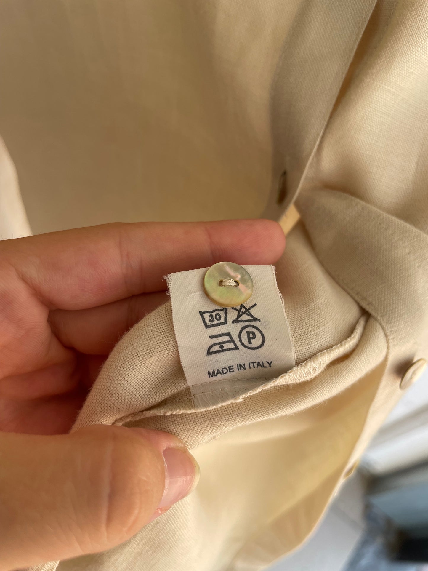 Camicia 100% lino sabbia manica a 3/4 - taglia S