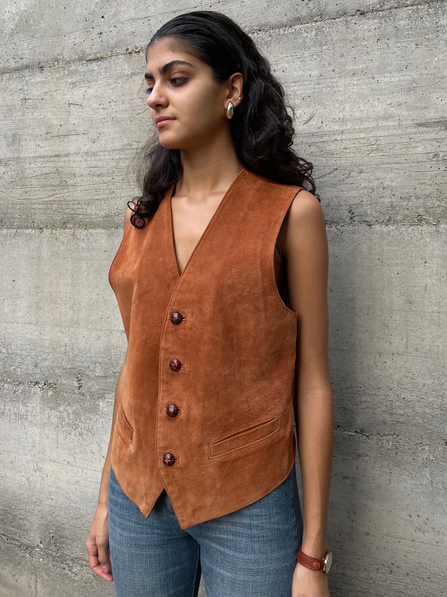 Gilet suede ruggine - taglia S uomo