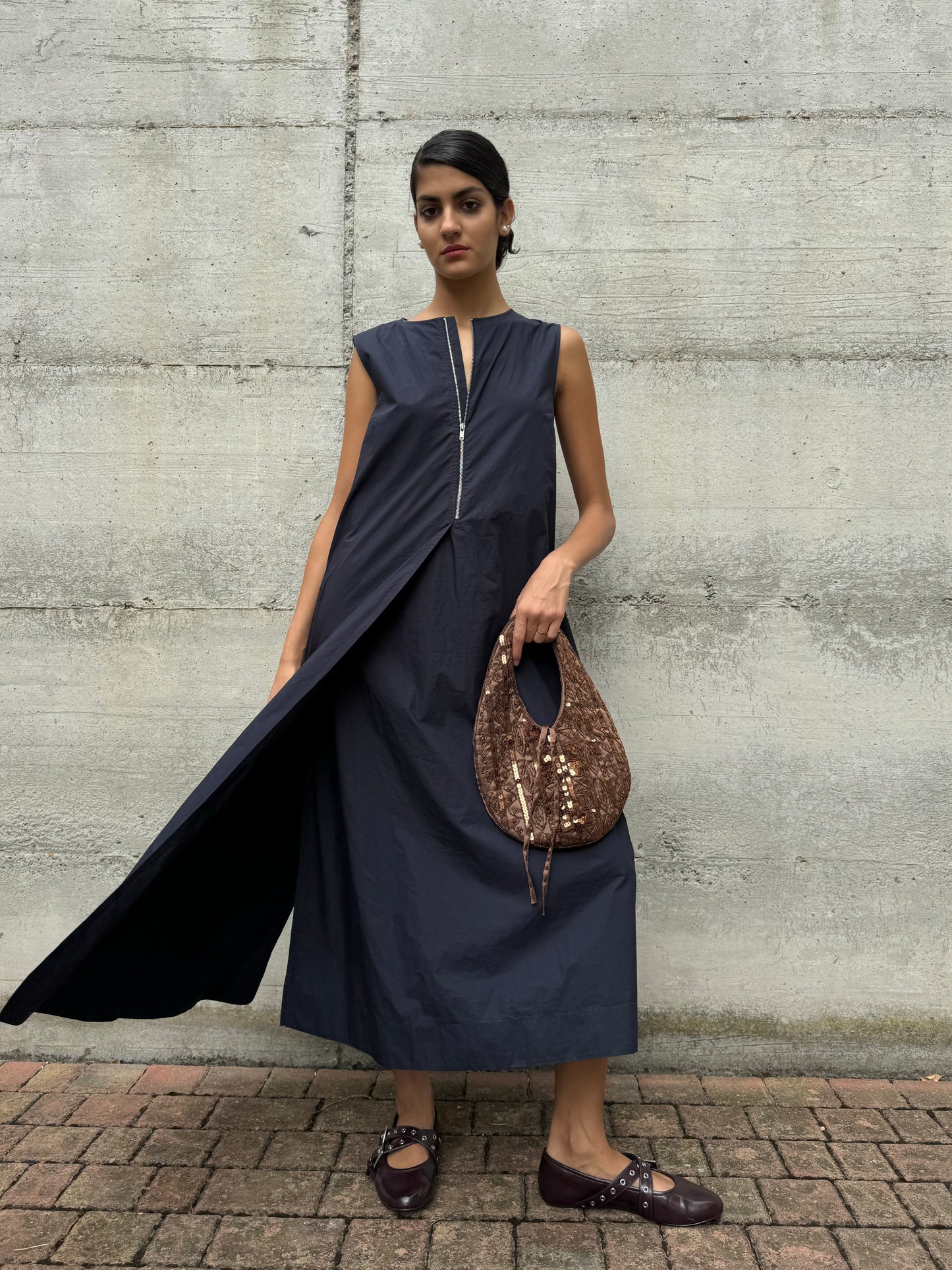 Maxi abito COS in cotone blu notte, taglia M