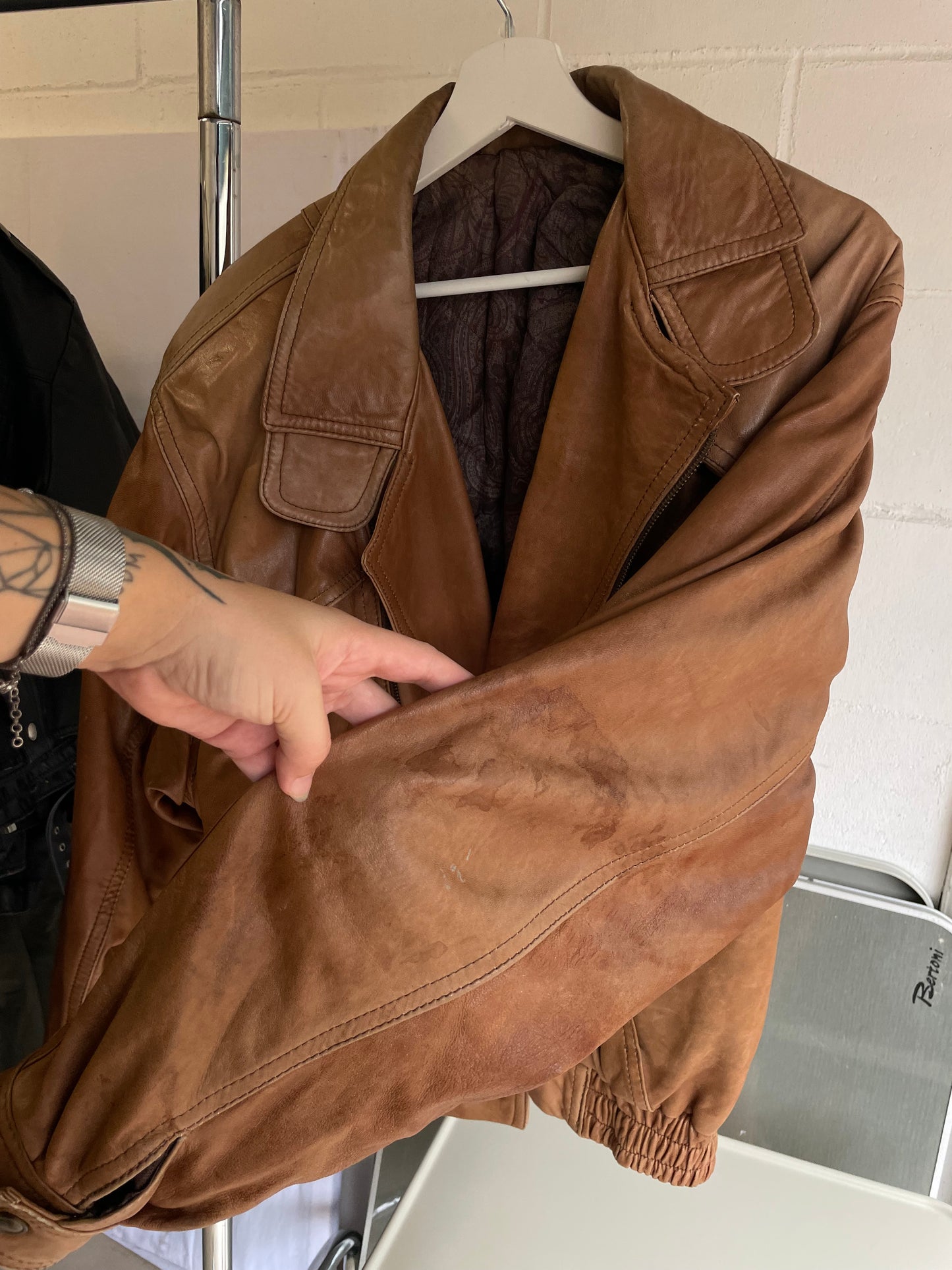 Bomber vera pelle ruggine - taglia L uomo