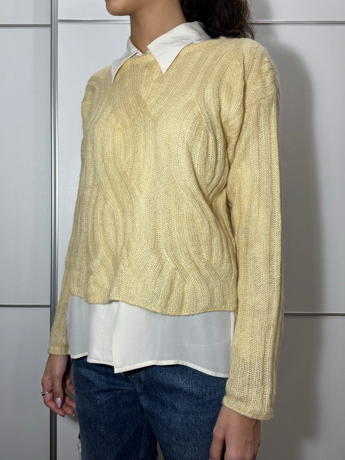 Maglioncino girocollo crochet in lana