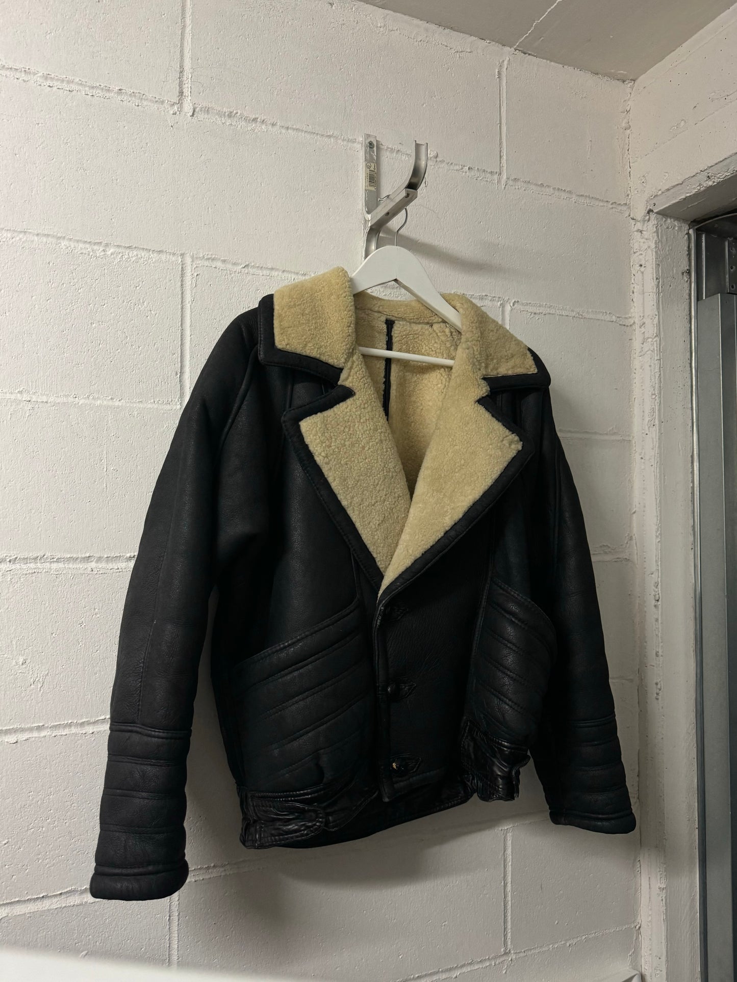 Bomber aviator Shearling nero, in rara taglia 46it uomo (XS)