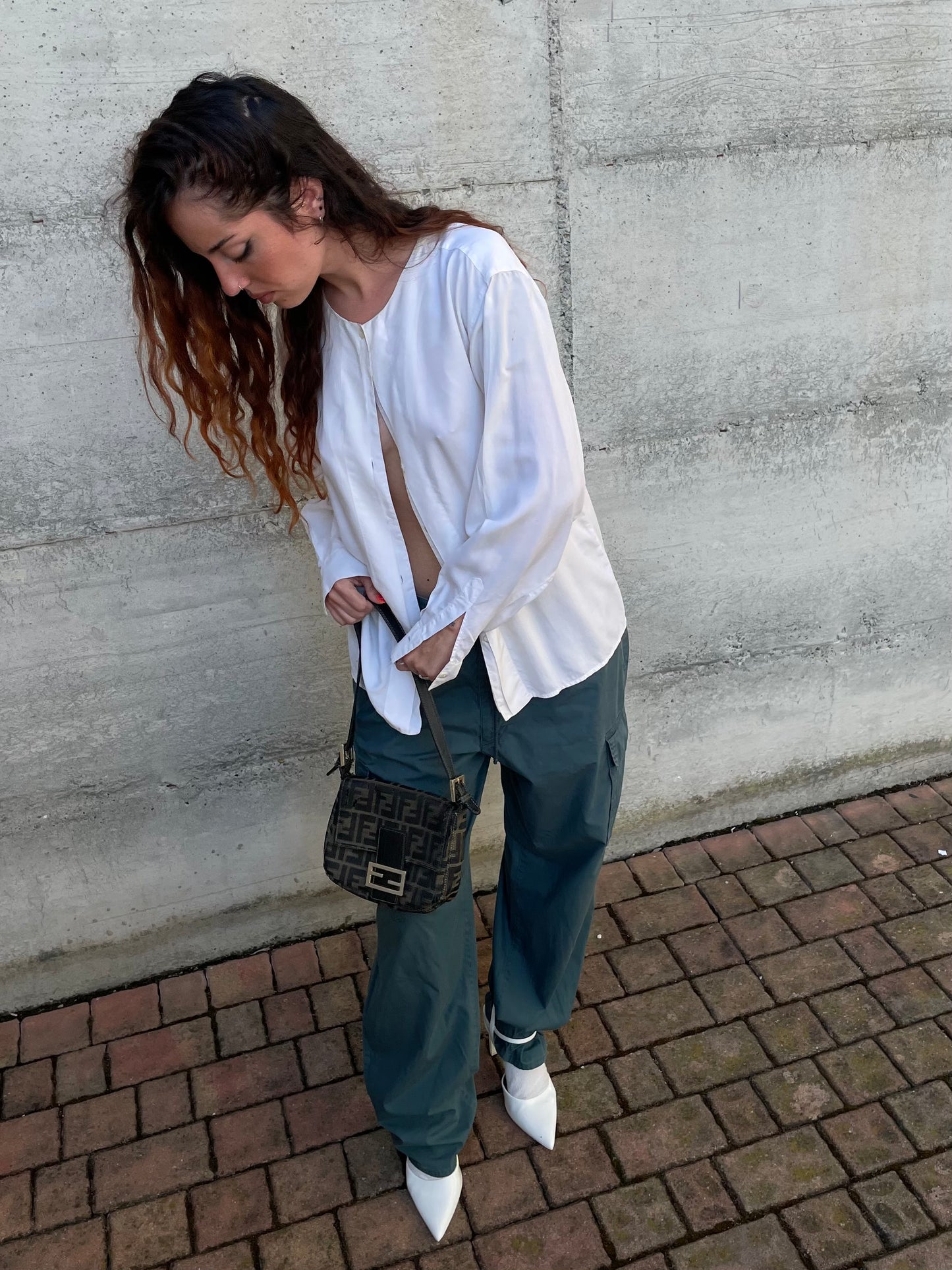 Blusa bianca 100% seta sartoriale, taglia 44it