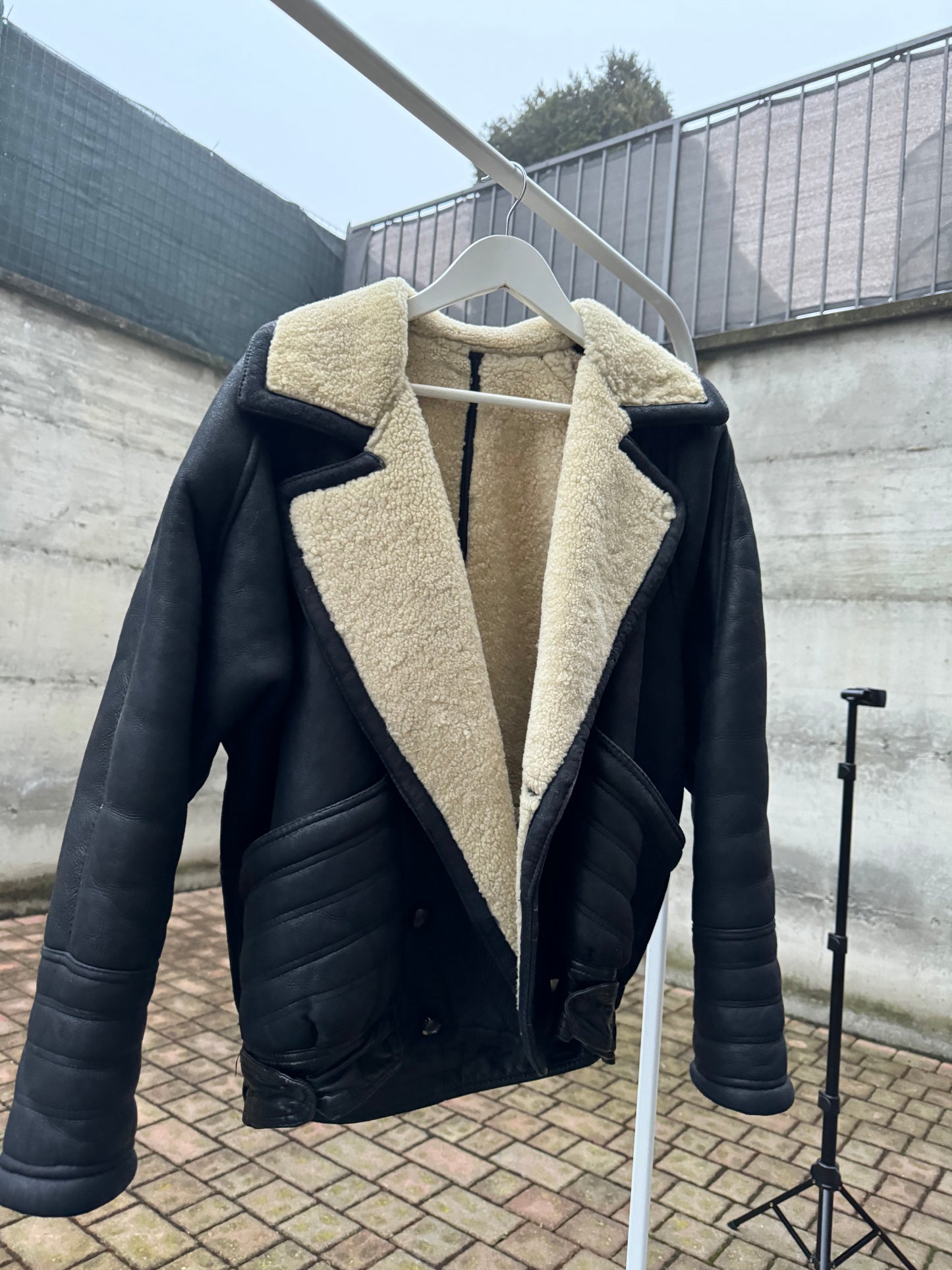 Bomber aviator Shearling nero, in rara taglia 46it uomo (XS)