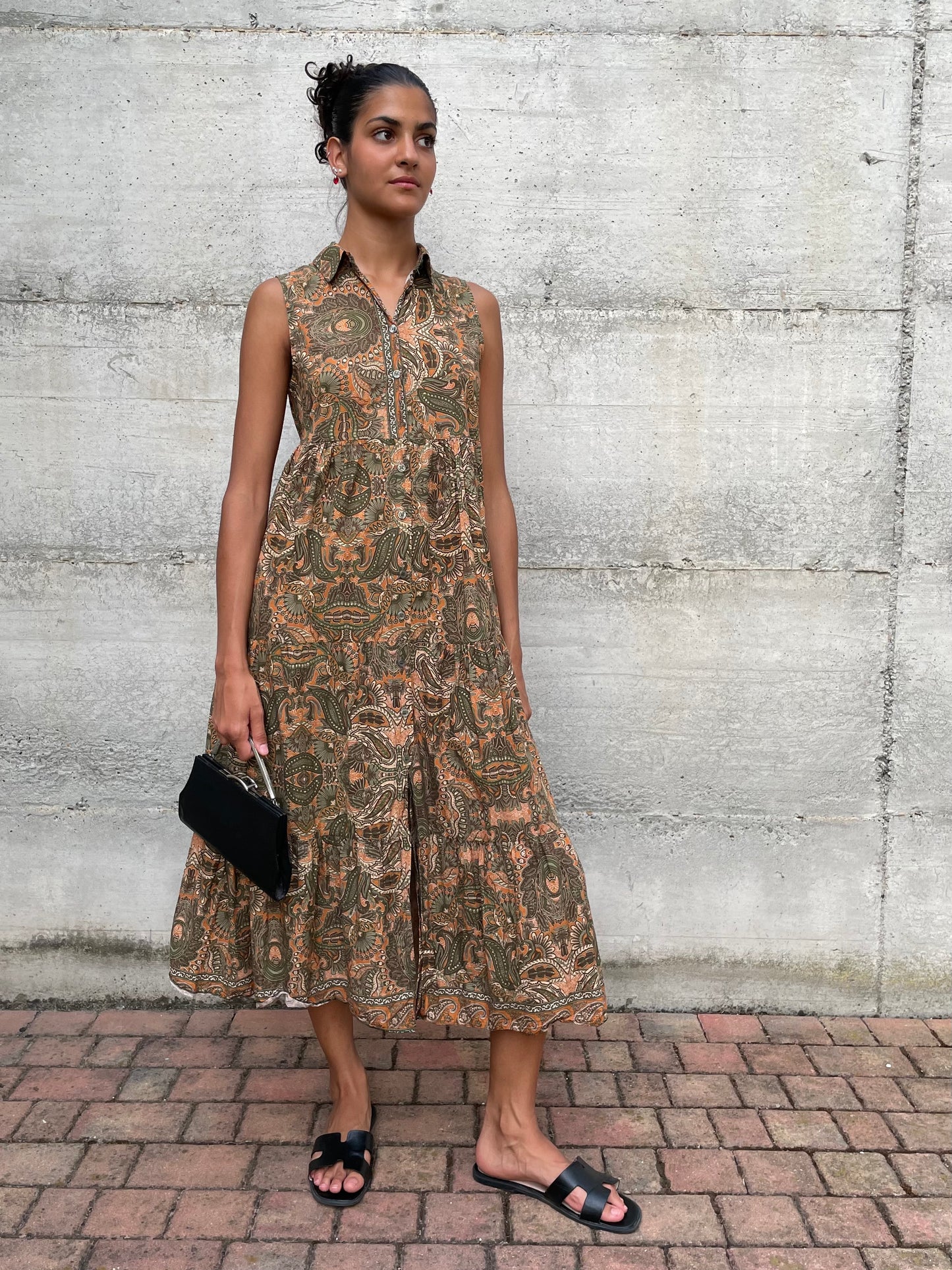 Abito chemisier lungo smanicato 100% cotone - taglia unica