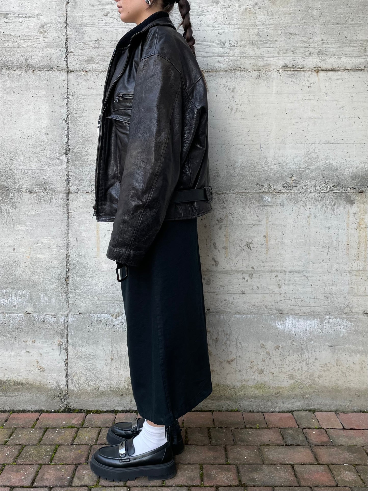 Chiodo vintage distressed in vera pelle - L uomo