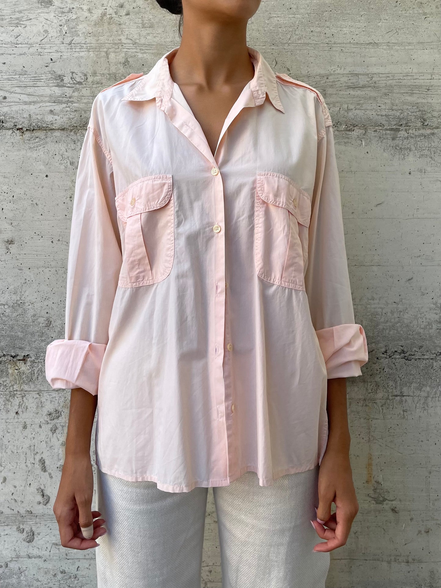 Camicia safari Aspesi in cotone rosa cipria - taglia M