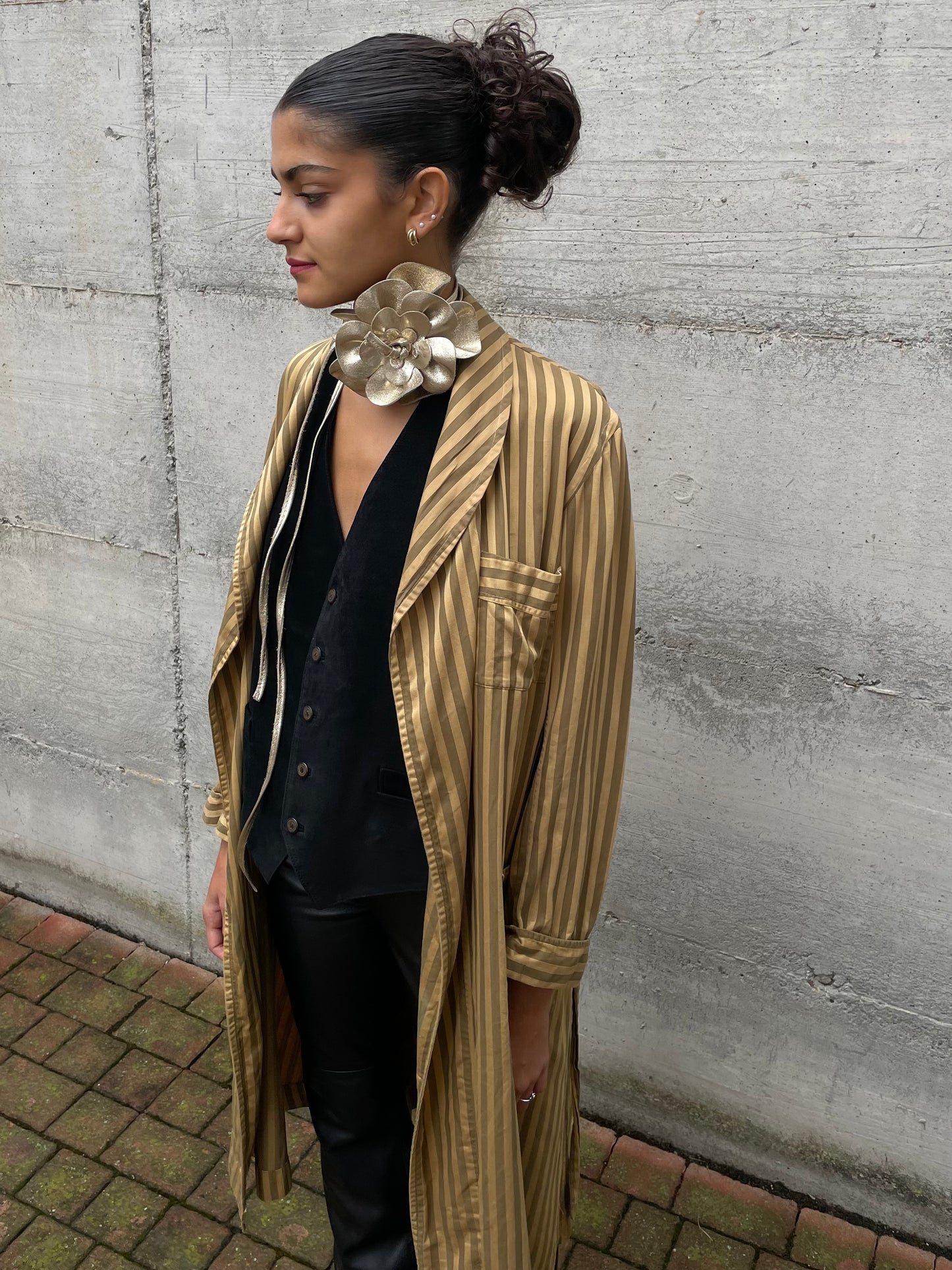 Vestaglia sartoriale in seta striped - taglia unica