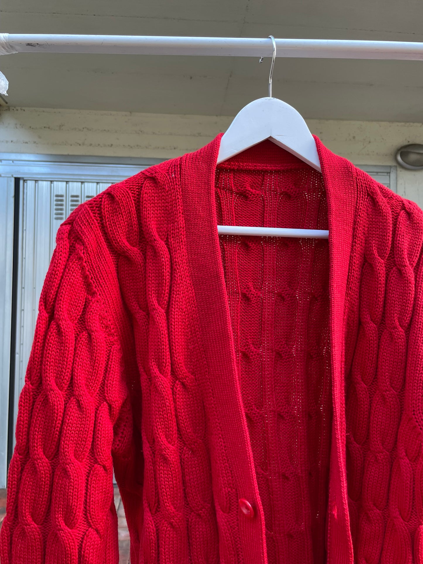 Cardigan sartoriale misto lana e cotone, rosso acceso - taglia M