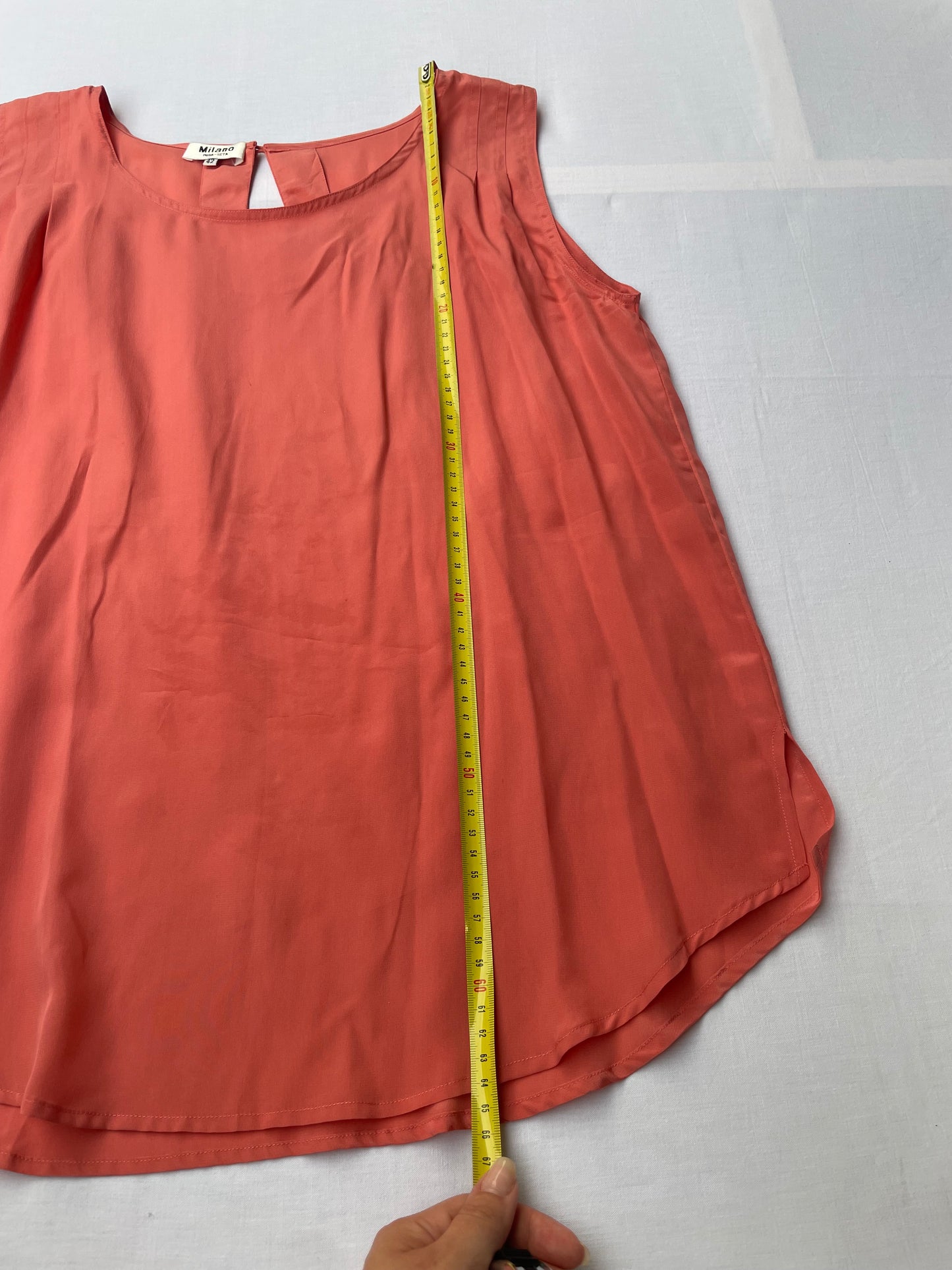 Top scivolato in pura seta salmone - taglia M