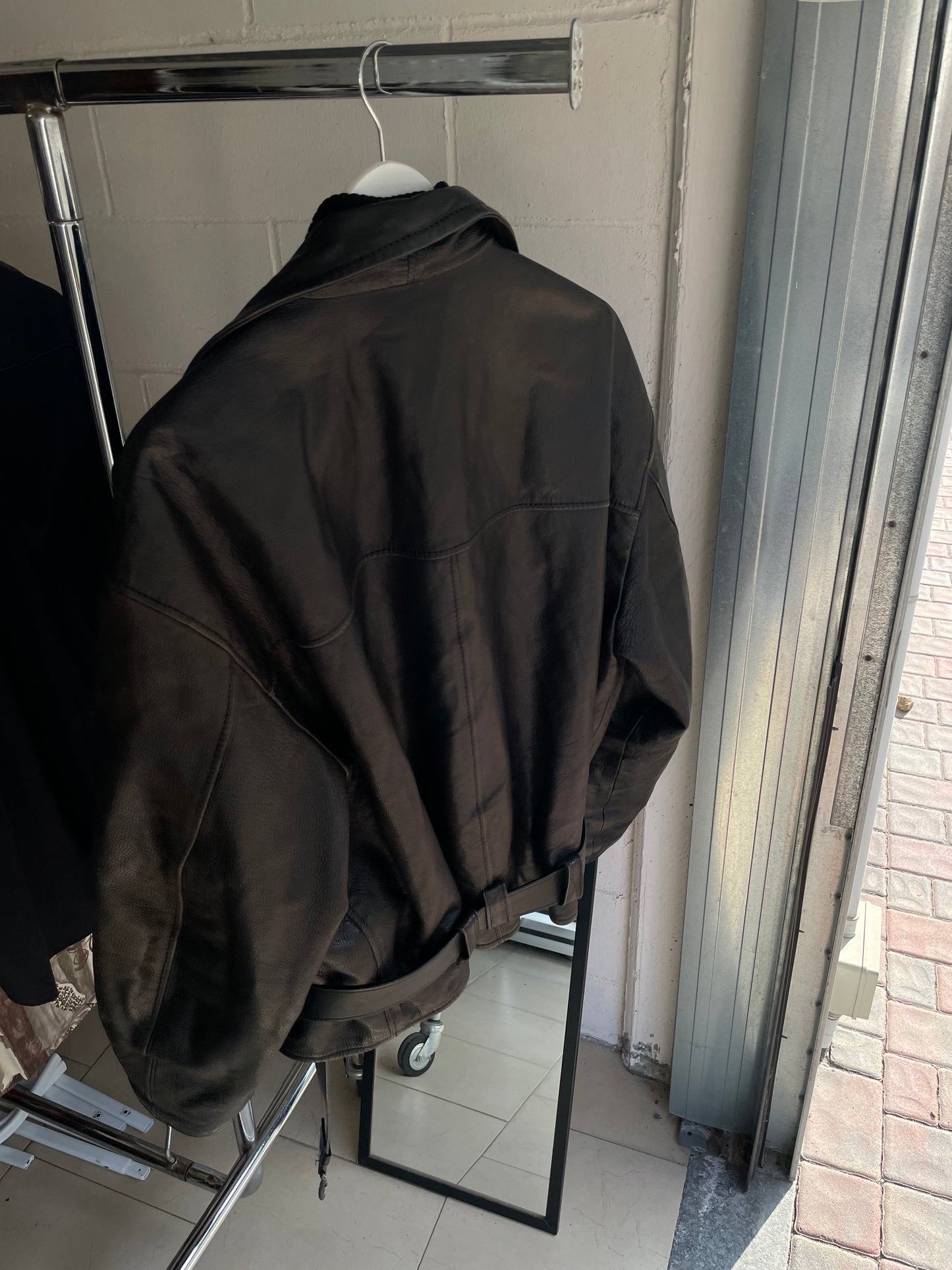 Chiodo vintage distressed in vera pelle - L uomo