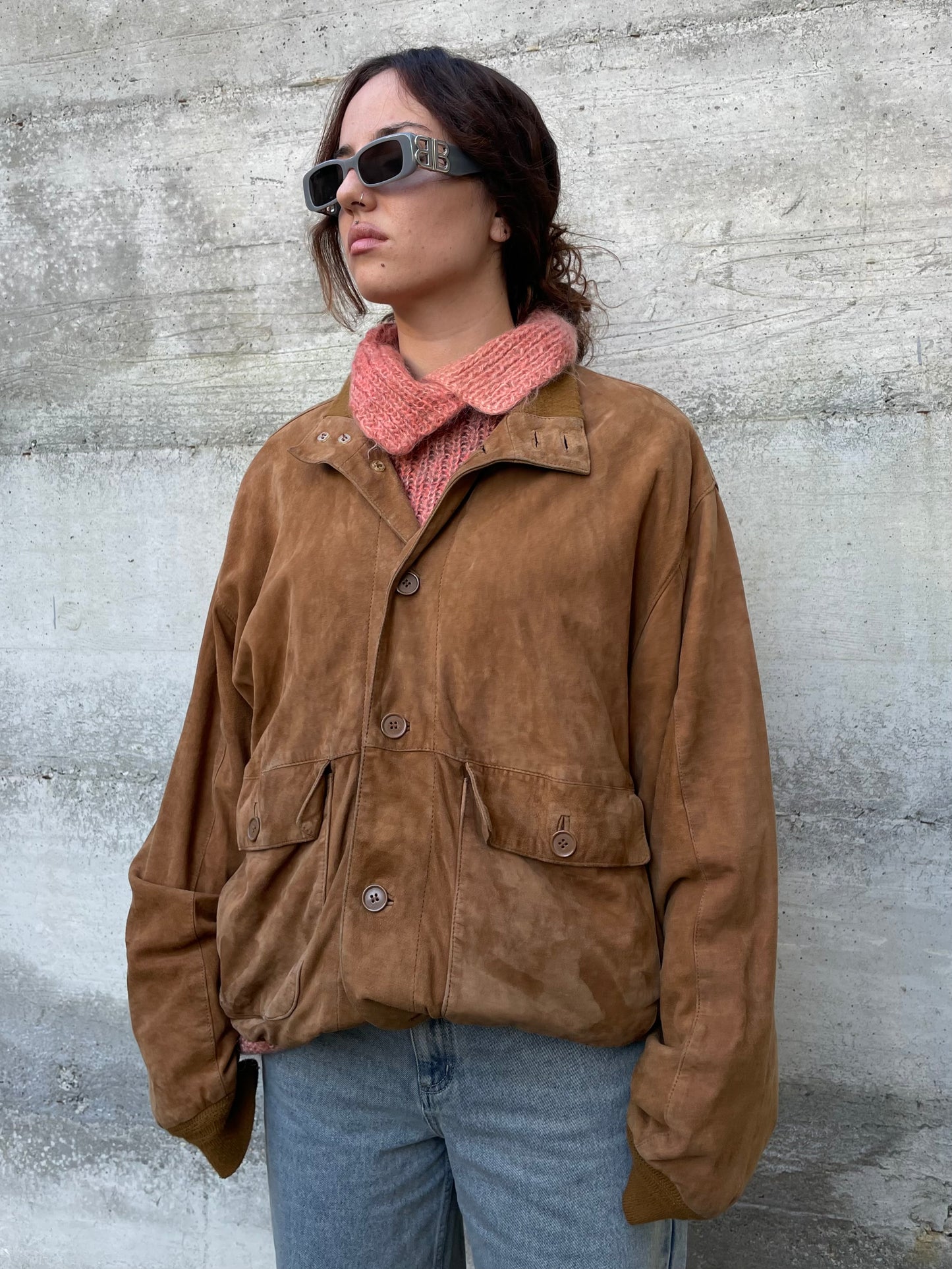 Bomber suede oversize color cognac