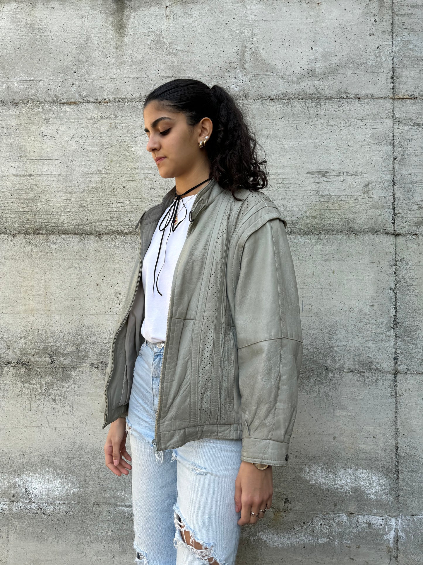 Bomber in vera pelle ghiaccio