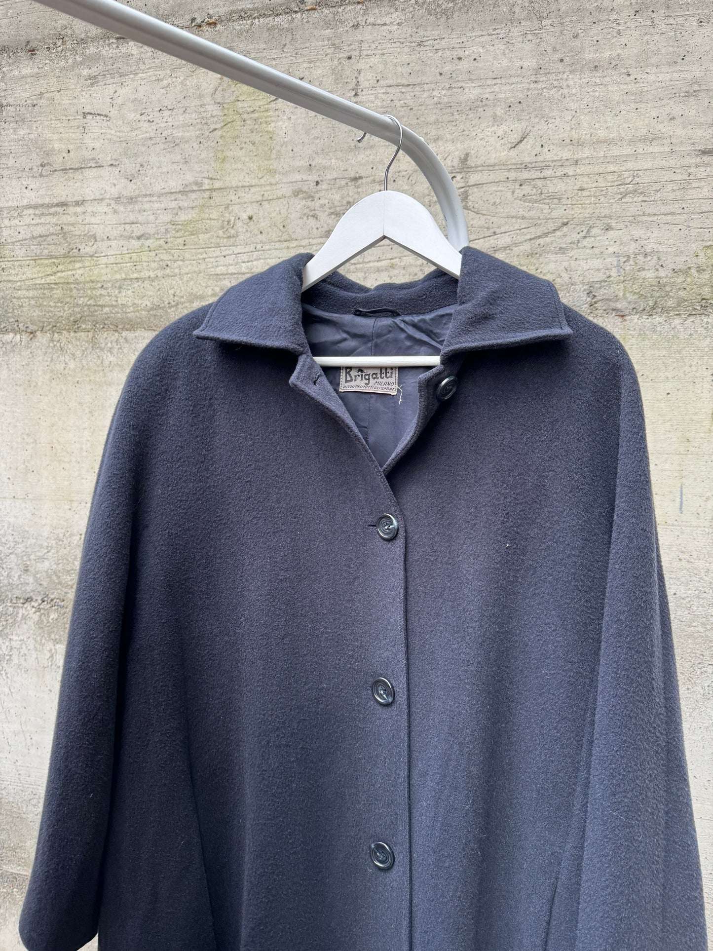 Cappotto monopetto sartoriale blu notte in misto lana vergine e cashmere
