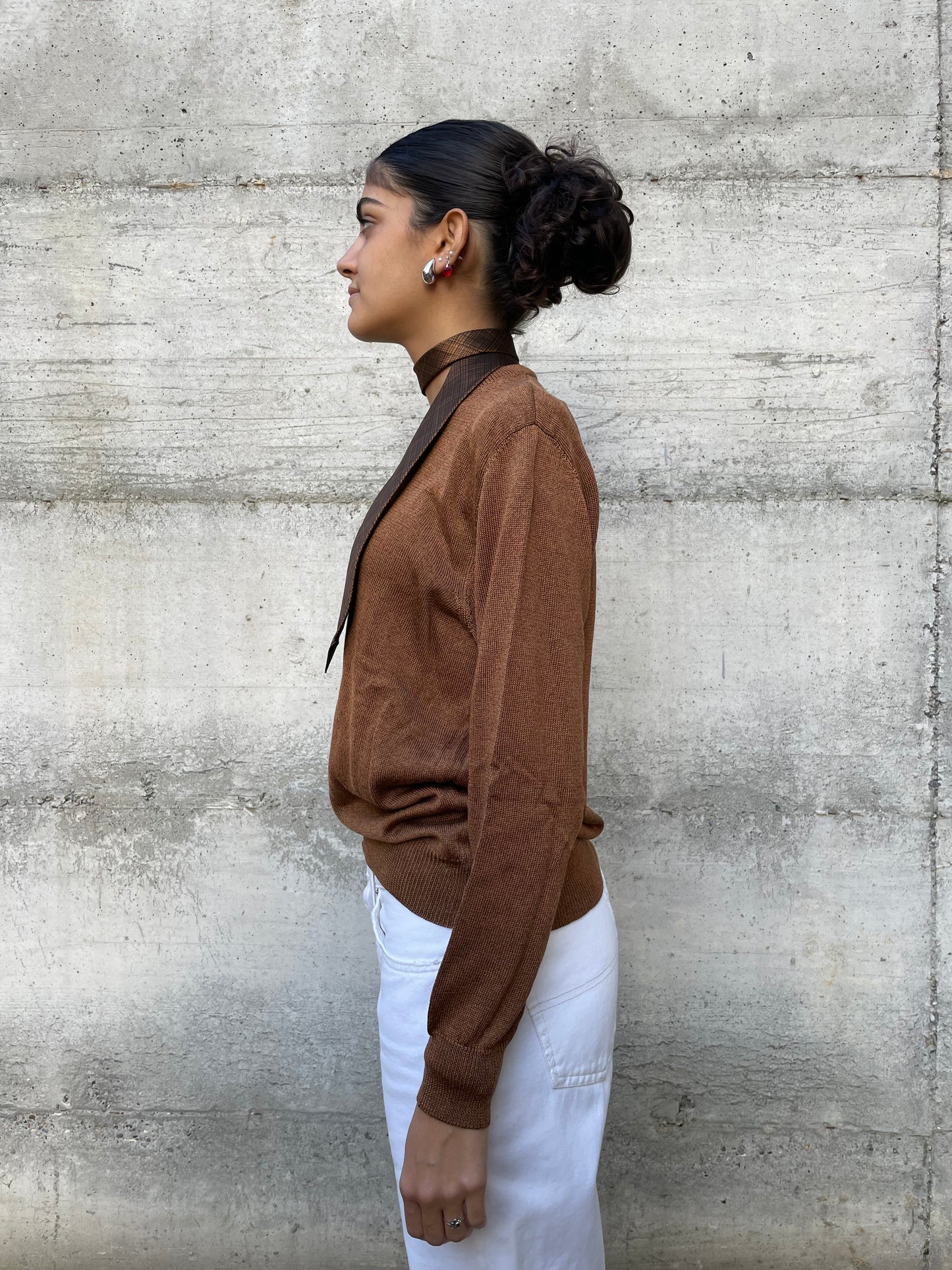 Maglioncino sartoriale 100% cotone scollo a V - taglia M