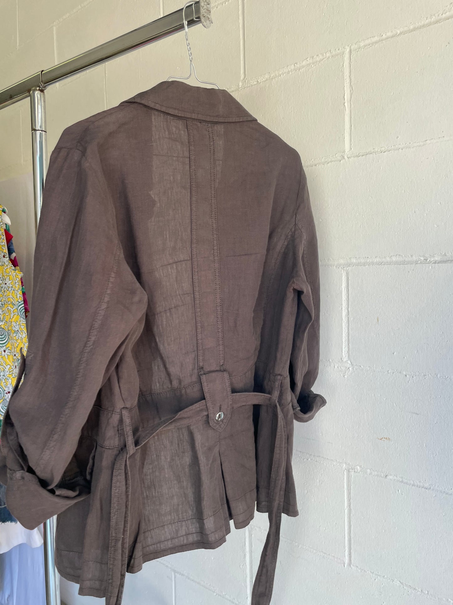 Camicia Marella cargo marrone 100% lino - taglia S/M