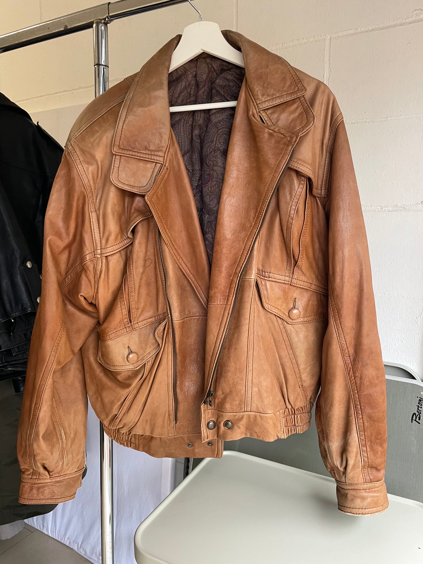 Bomber vera pelle ruggine - taglia L uomo