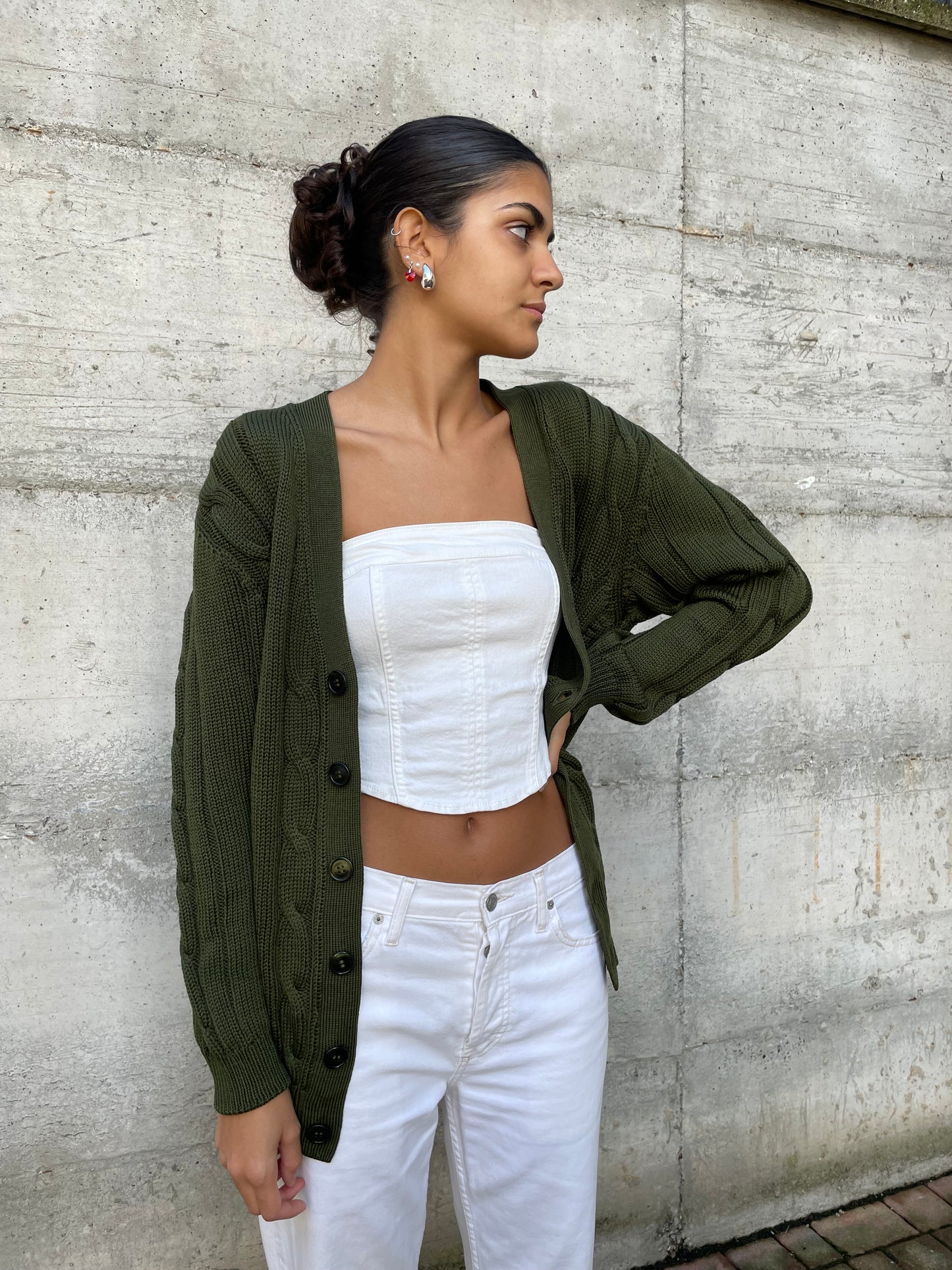 Cardigan sartoriale in misto lana e cotone - taglia M/L