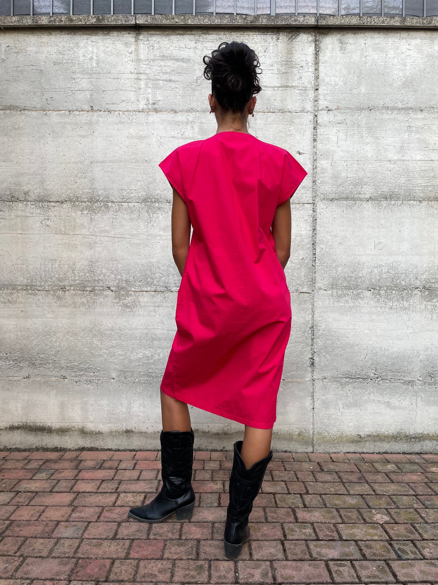 Chemisier midi 100% cotone fucsia - taglia M/L