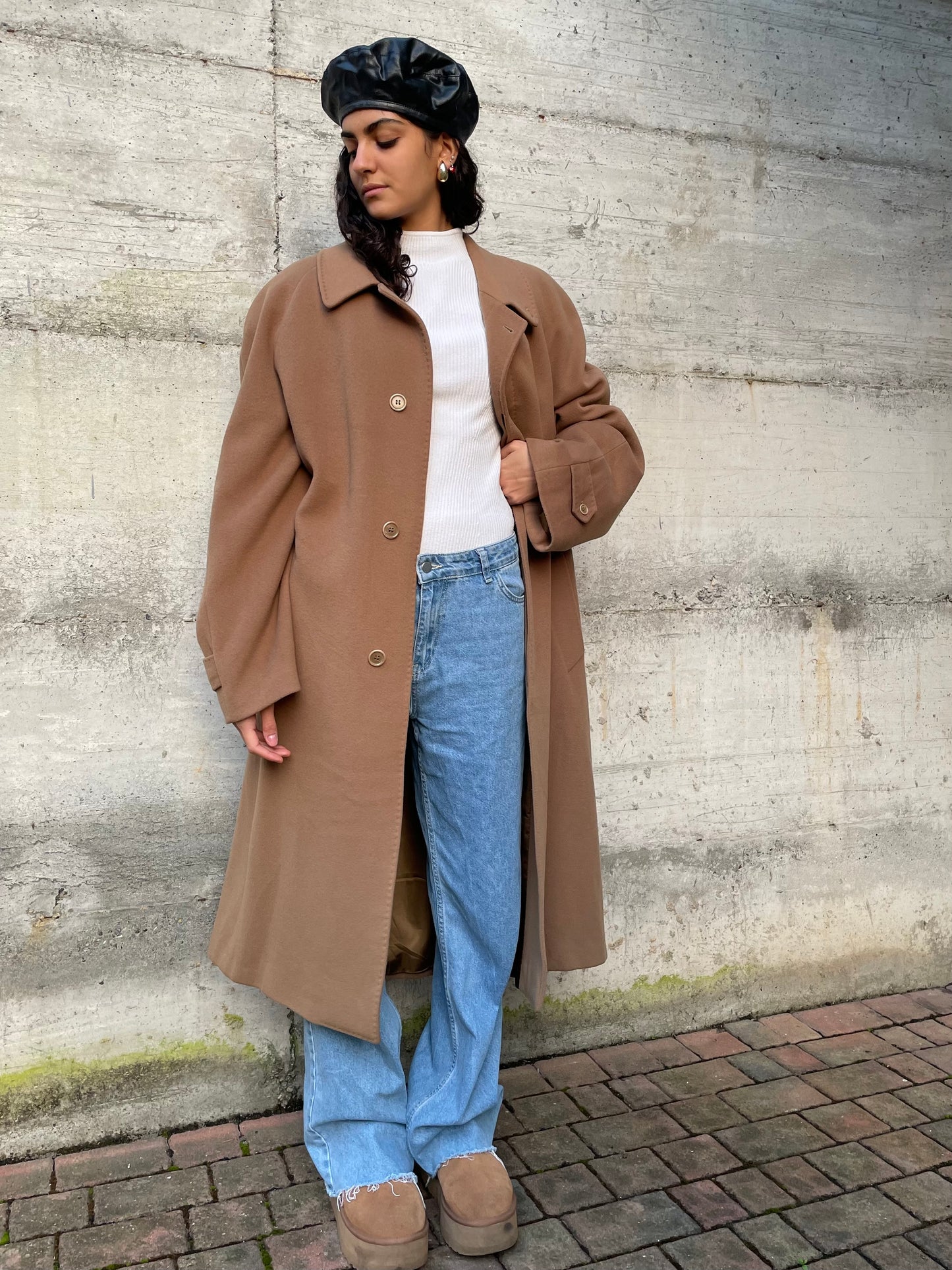 Cappotto lungo monopetto cammello, Del Mare 1911, 50% cashmere 50% lana - taglia L uomo