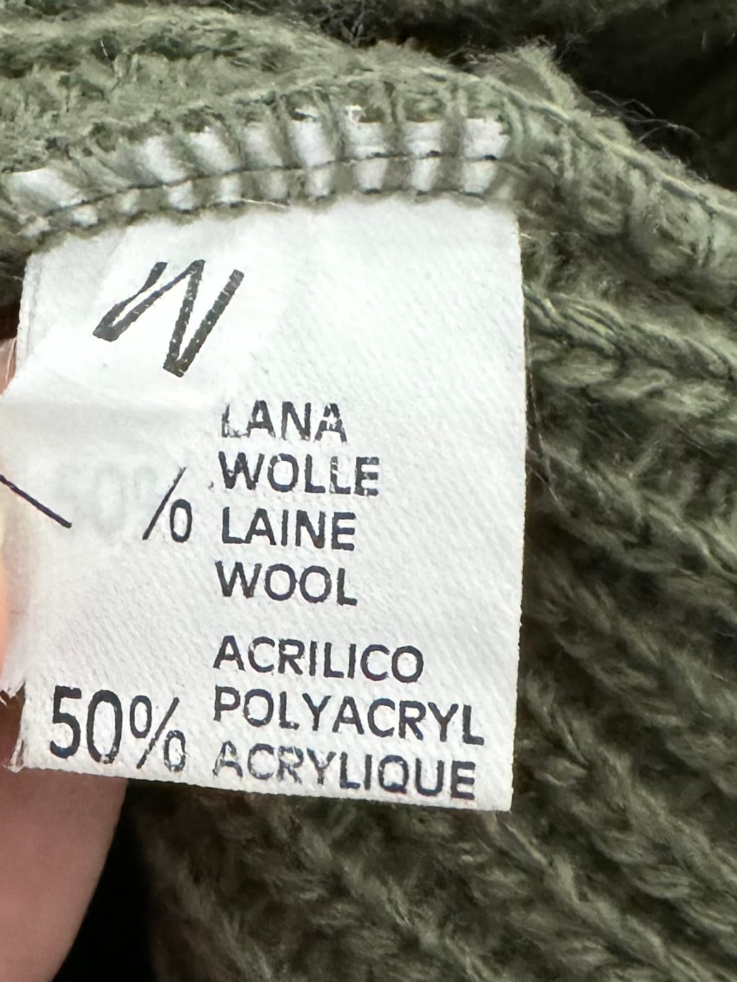 Pullover tricot in misto lana verde cachi