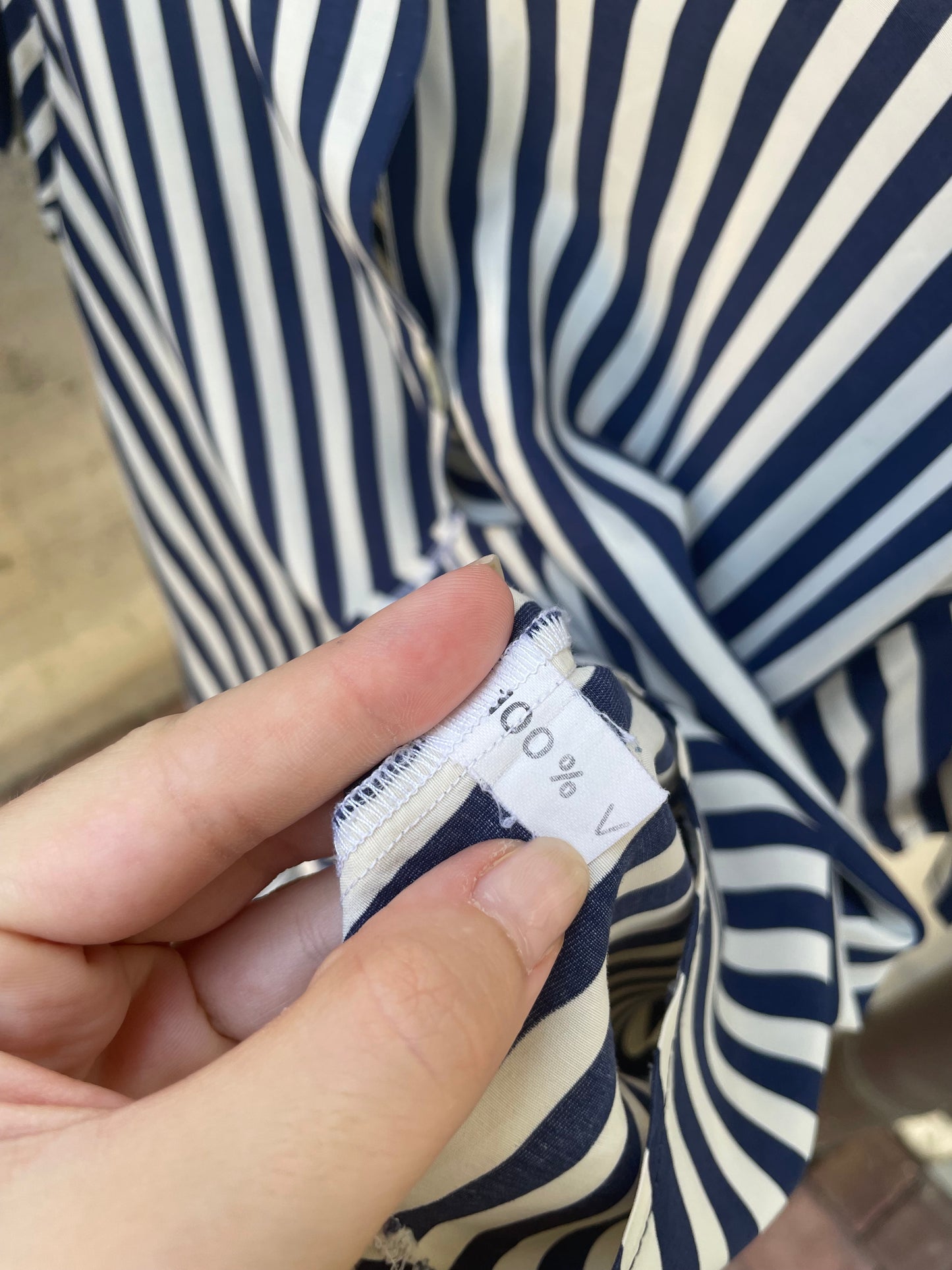 Camicetta sartoriale a righe bianca e blu, 100% viscosa, taglia L