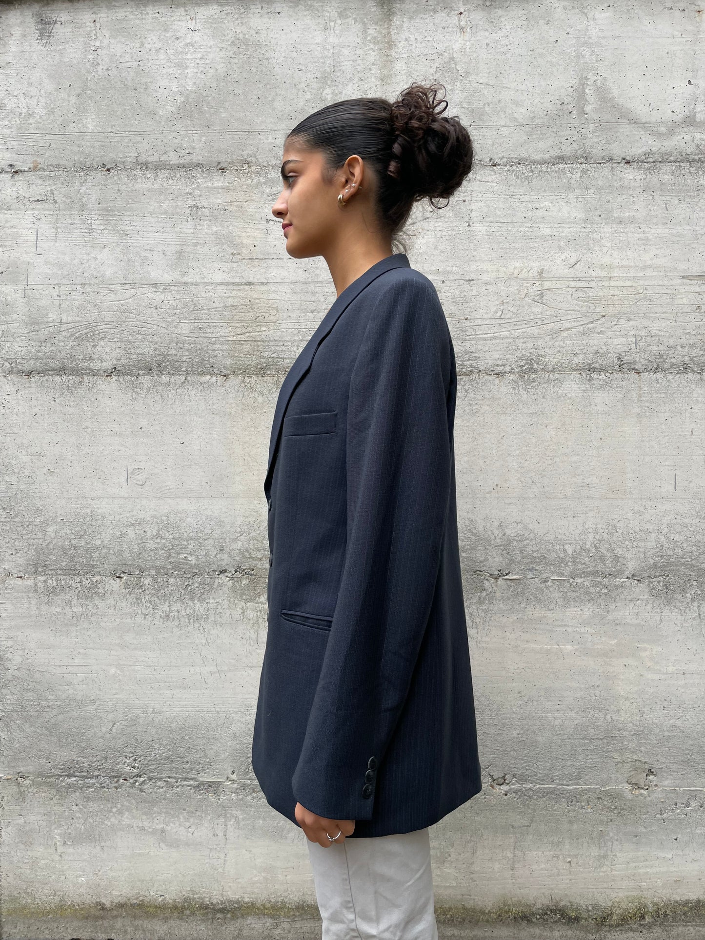 Blazer sartoriale blu navy gessato - taglia S uomo