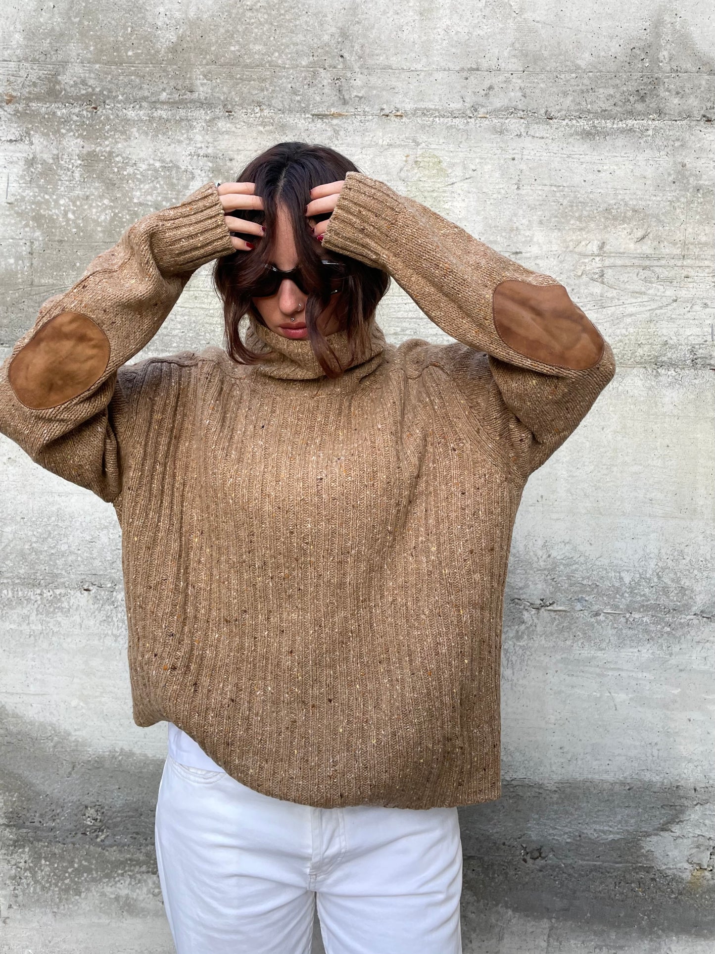 Dolcevita con toppe D'Aniello Boutique 70% lana merinos 30% cashmere