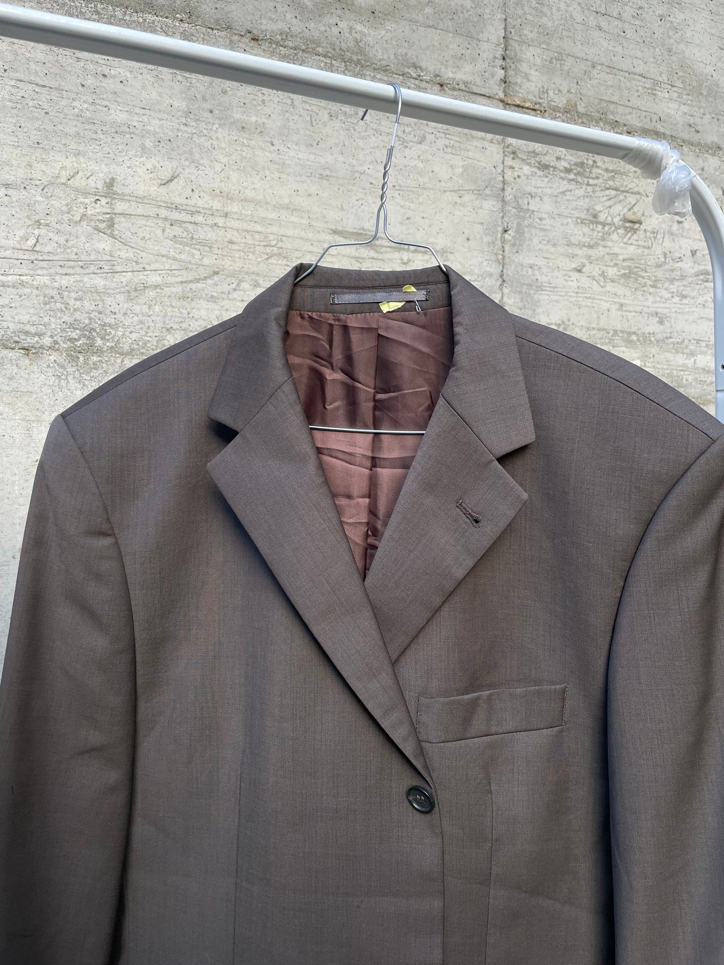 Blazer oversize in fresco lana grigio/marrone, taglia M uomo