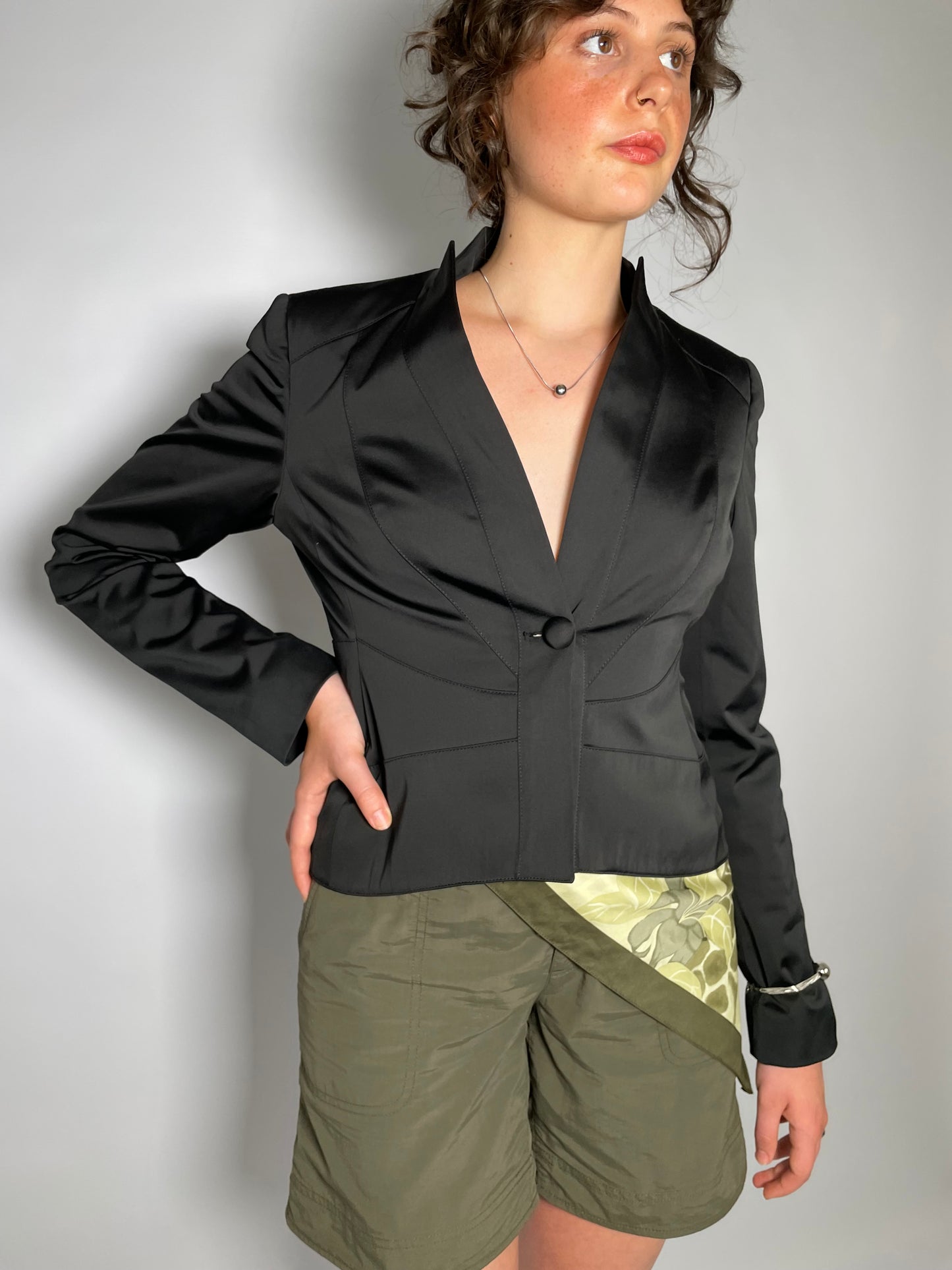 Giacchina raso nera Conbipel anni 90 - taglia S