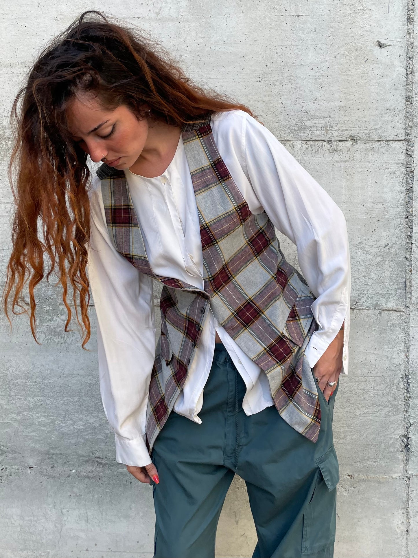 Gilet svasato tartan Manila Grace, taglia S