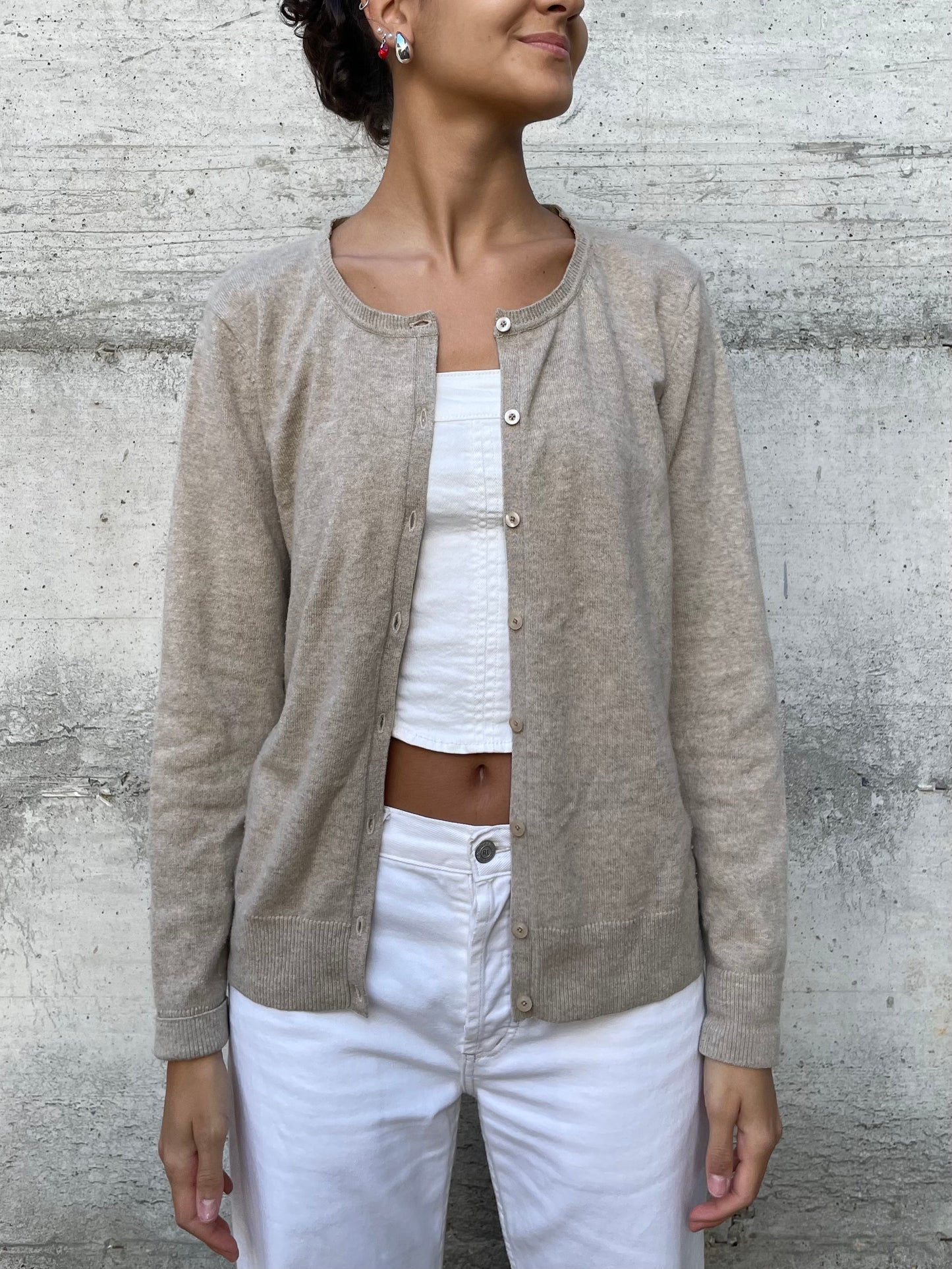 Cardigan sabbia 100% cashmere - taglia M