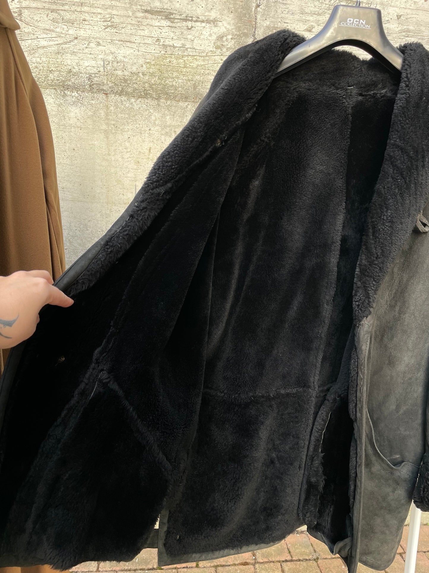 Montone originale Shearling nero scamosciato - taglia L uomo