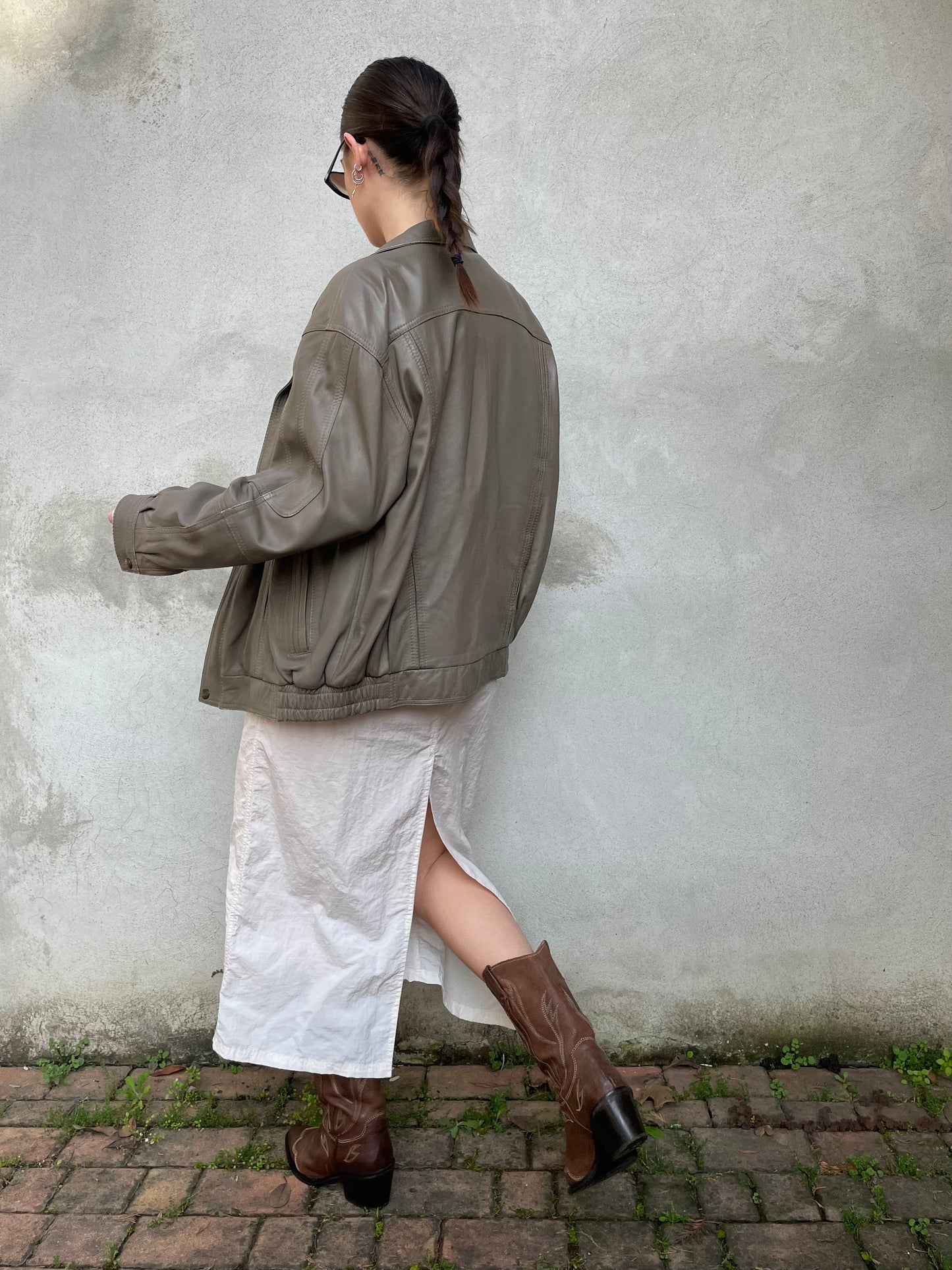 Bomber in nappa tortora