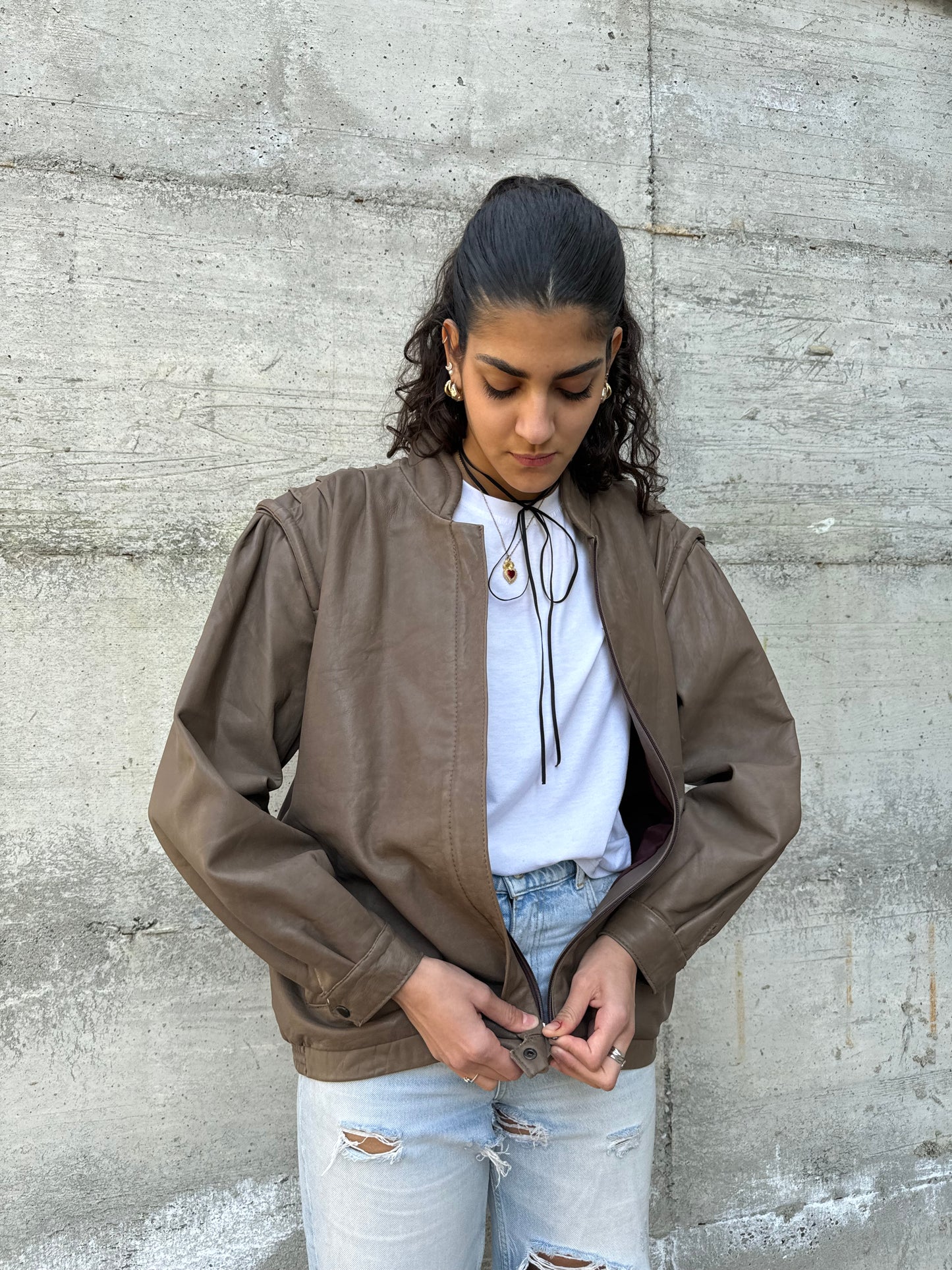 Bomberino donna liscio in vera pelle nappata