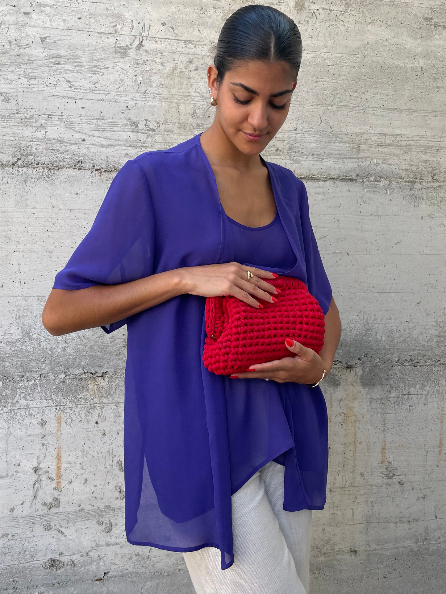 Blusa sheer Elena Mirò viola - taglia XL