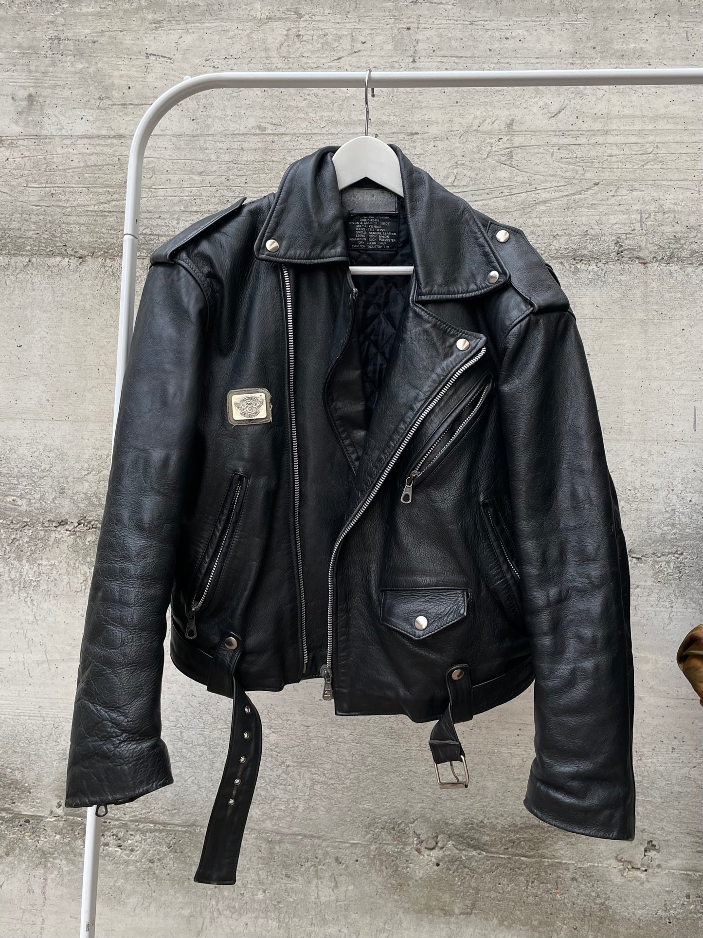 Chiodo Carlton in vera pelle nero, taglia M uomo