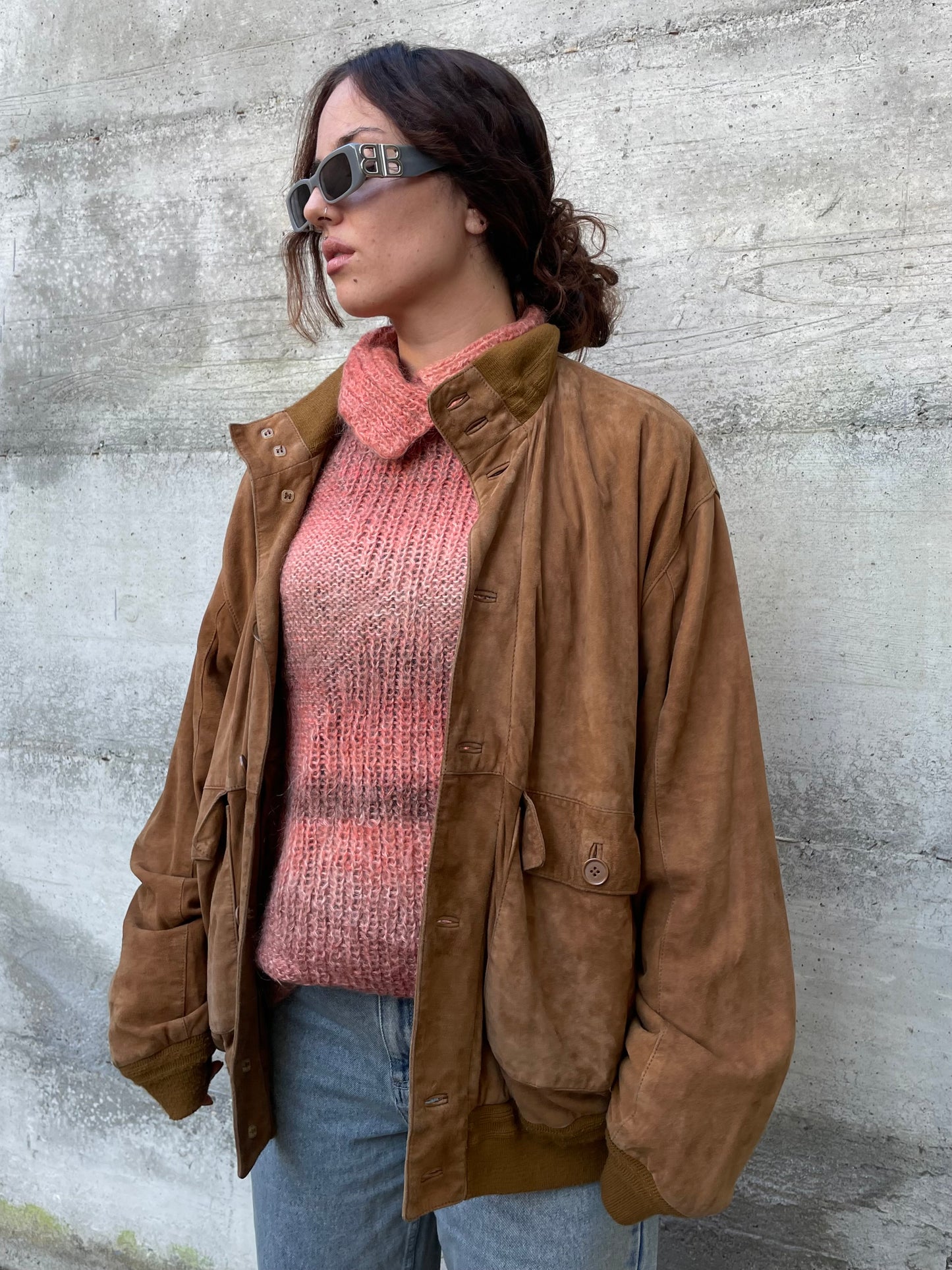 Bomber suede oversize color cognac