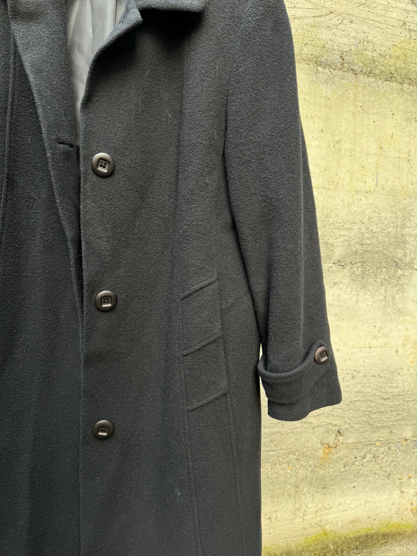 Cappotto sartoriale donna monopetto nero, in misto lana e cashmere