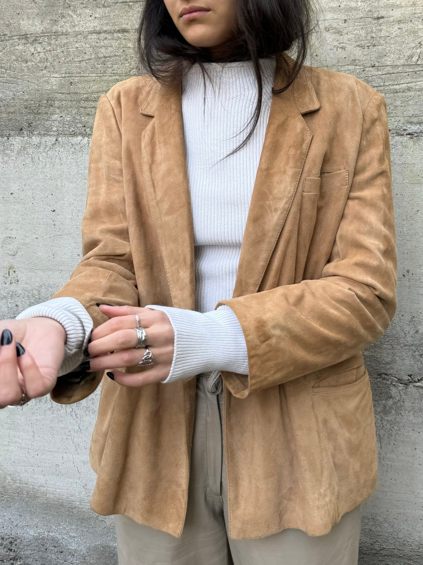 Blazer donna monopetto in renna color biscotto