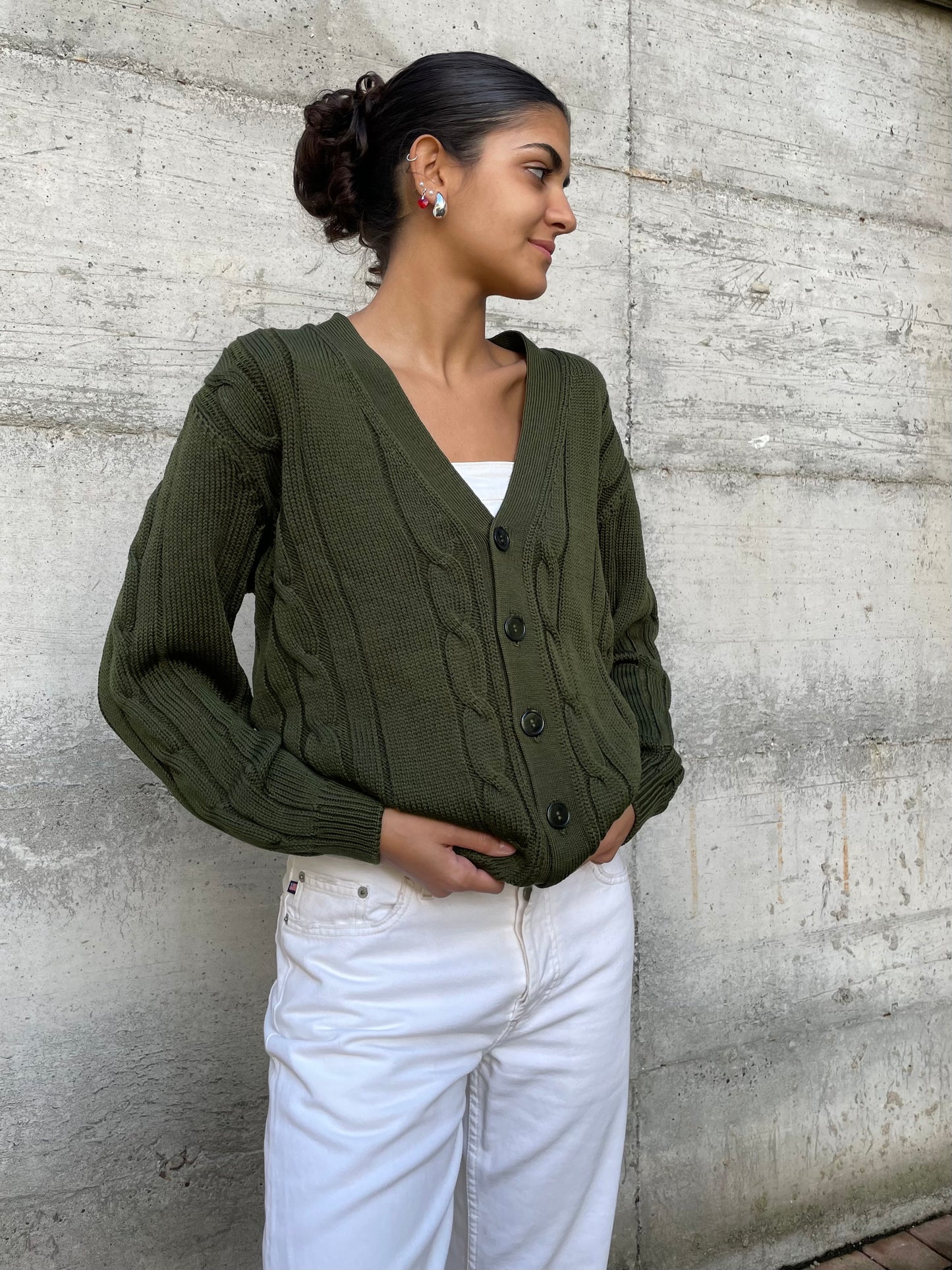 Cardigan sartoriale in misto lana e cotone - taglia M/L