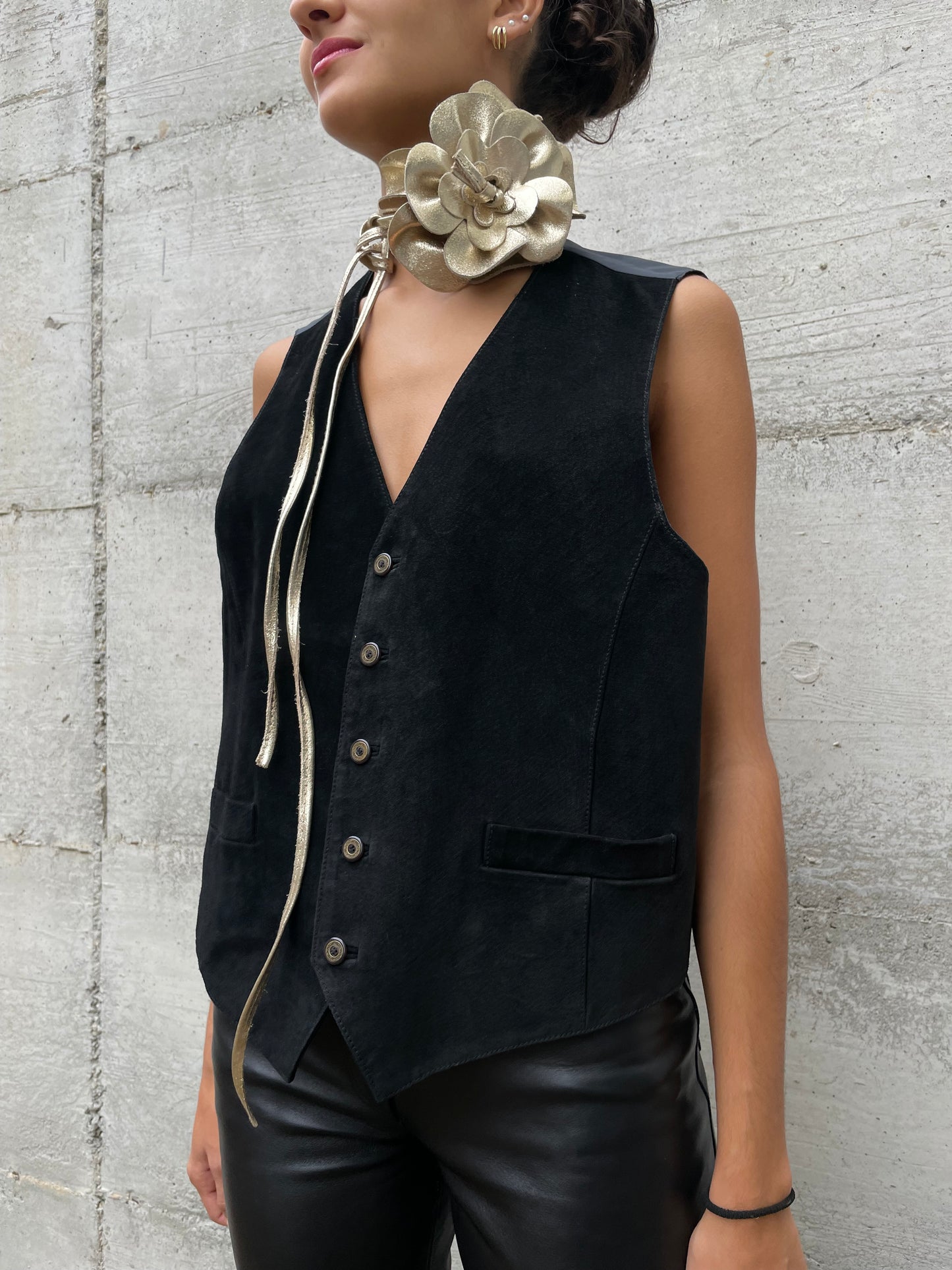 Gilet nero suede vera pelle - taglia L