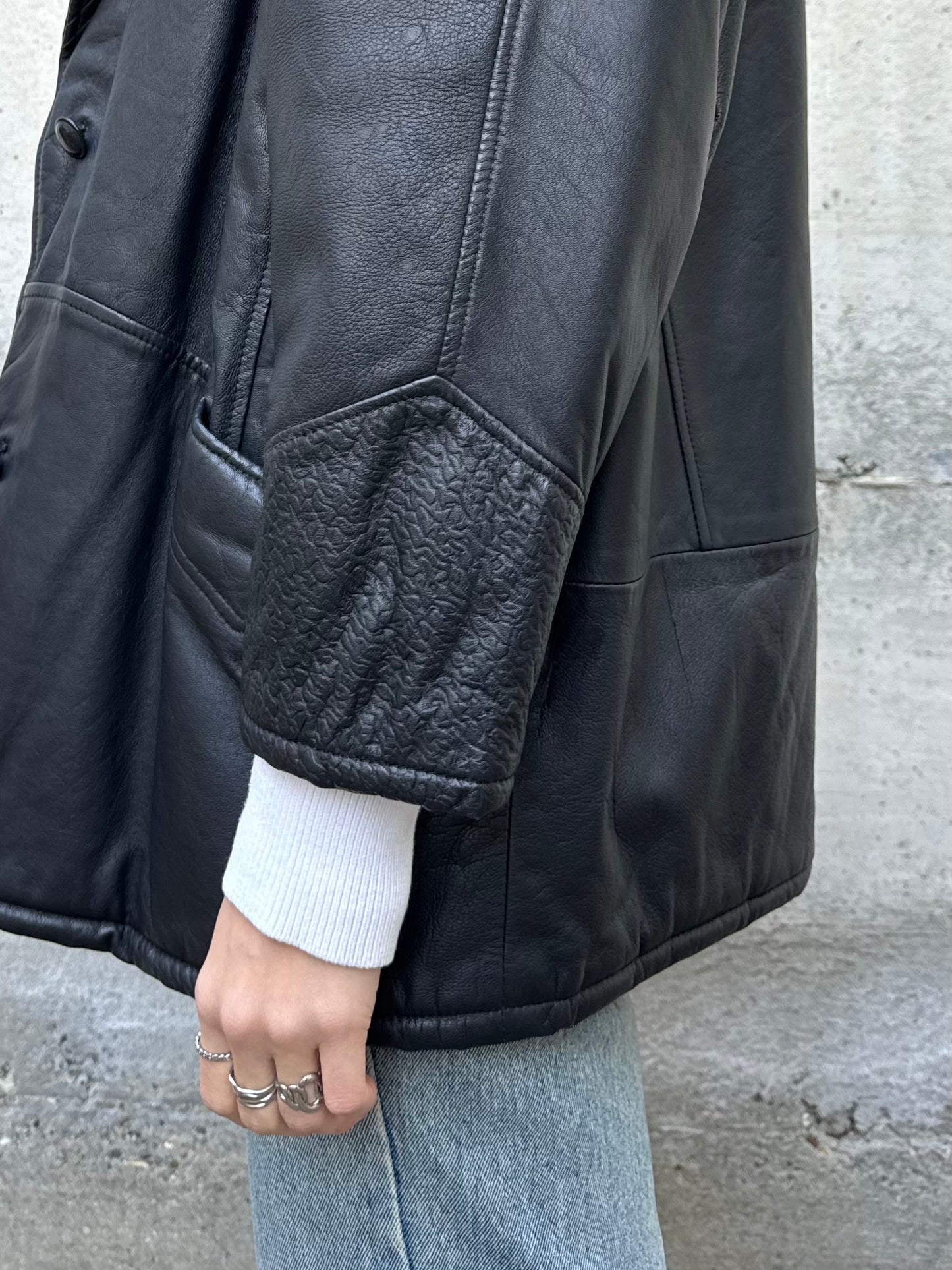 Giacca donna 80s in vera pelle nappata con dettagli lavorati